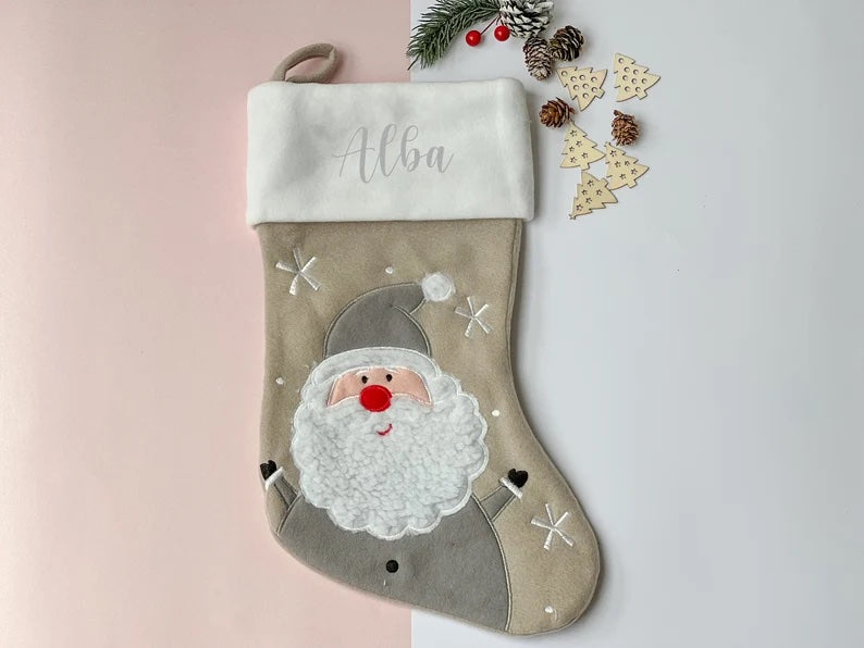 Grey Personalised Christmas Stocking