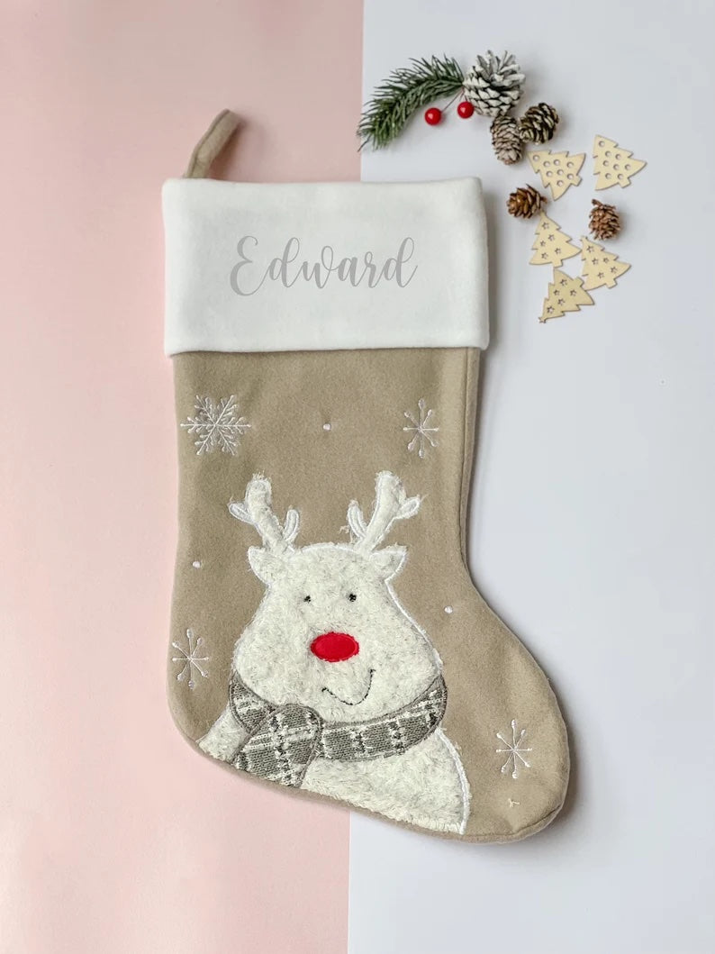 Grey Personalised Christmas Stocking