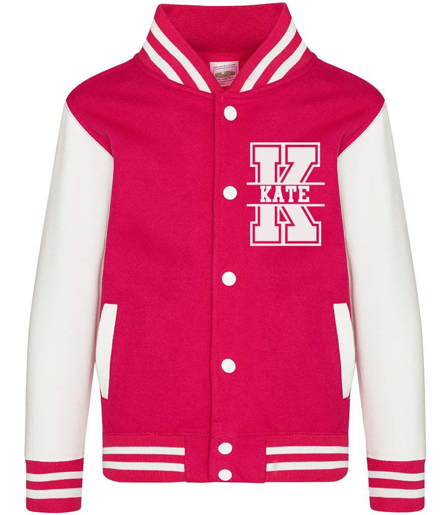 Personalised Kids Name Varsity Jacket, Customised Kids Varsity Jacket, Baseball style Jacket, Kids School Jacket, Unisex Jacket