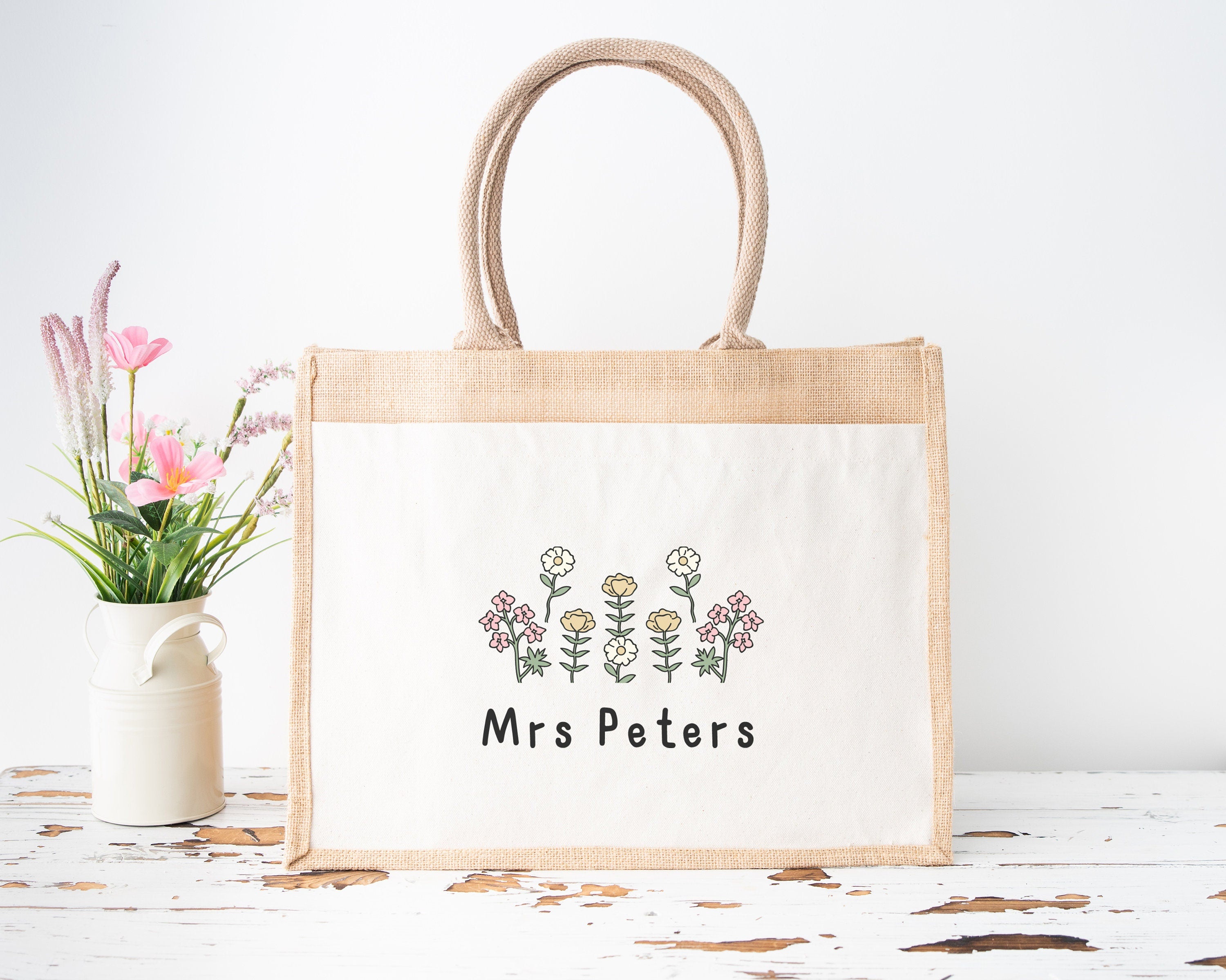 Personalised Teacher tote bag, teacher appreciation gift, custom name teacher, gift for teacher, end of year, thank you teacher assistant