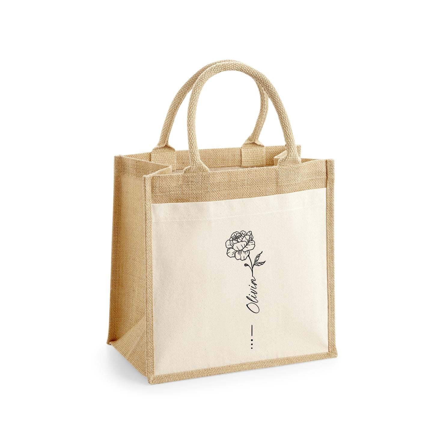 Bridesmaid Tote Bag, Birth Flower Floral Tote Bag, Personalized Tote Bags, Bridal Party Favors, Bridesmaid Gifts, Small Bridesmaid Bag - Jessica Hollie Gifts