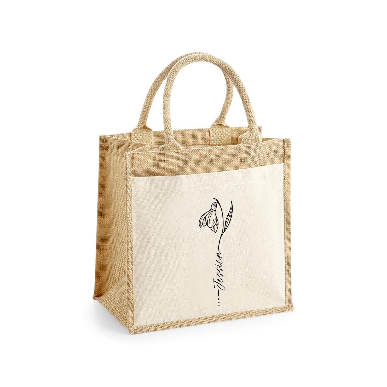 Bridesmaid Tote Bag, Birth Flower Floral Tote Bag, Personalized Tote Bags, Bridal Party Favors, Bridesmaid Gifts, Small Bridesmaid Bag - Jessica Hollie Gifts