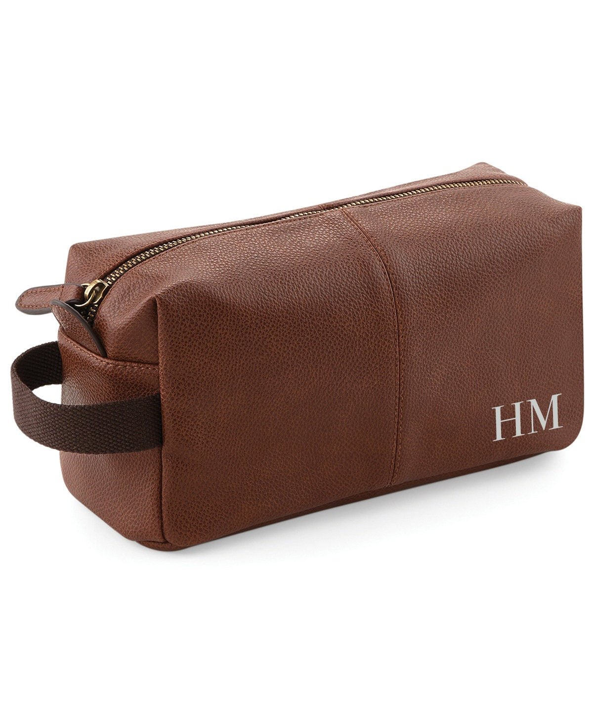 Brown Men’s Wash Bag – Personalised toiletry Bag for Men - Jessica Hollie GiftsBag