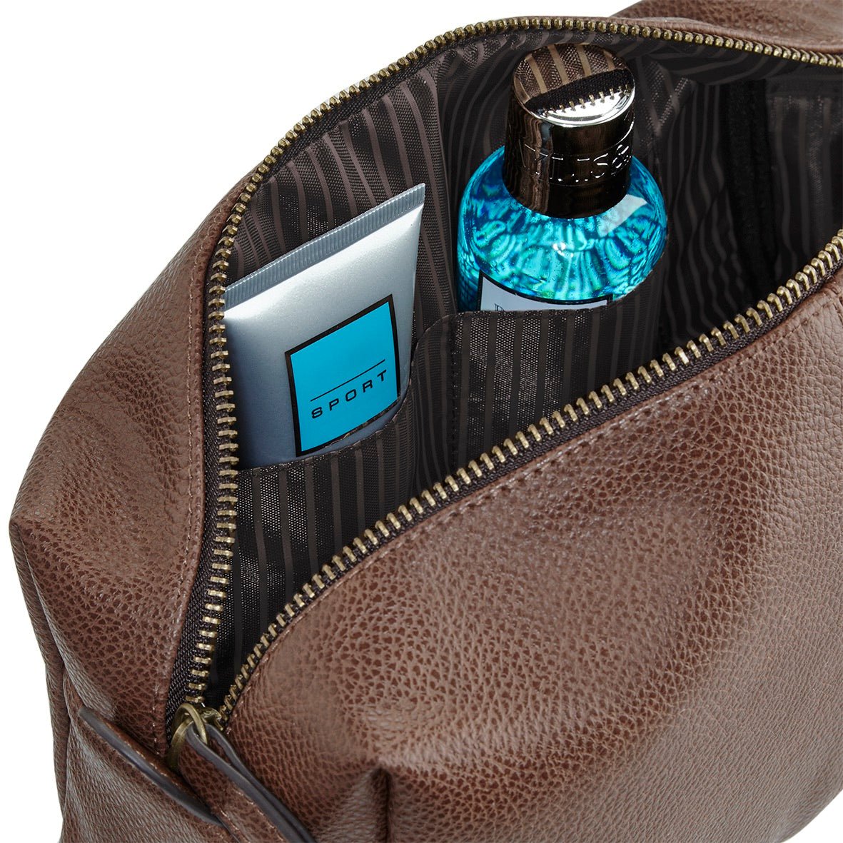 Brown Men’s Wash Bag – Personalised toiletry Bag for Men - Jessica Hollie GiftsBag