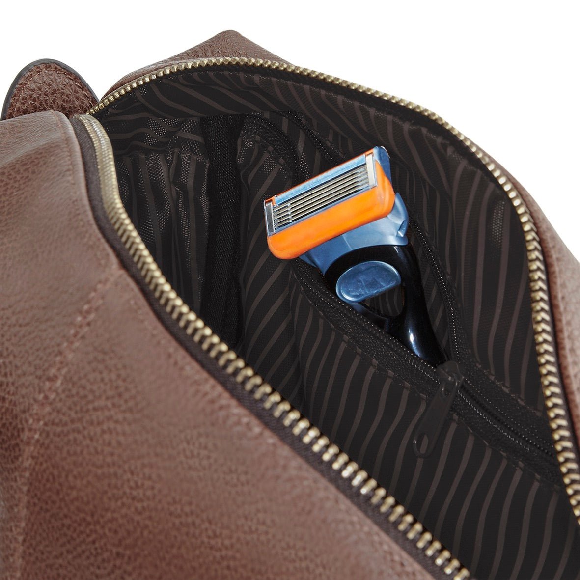 Brown Men’s Wash Bag – Personalised toiletry Bag for Men - Jessica Hollie GiftsBag