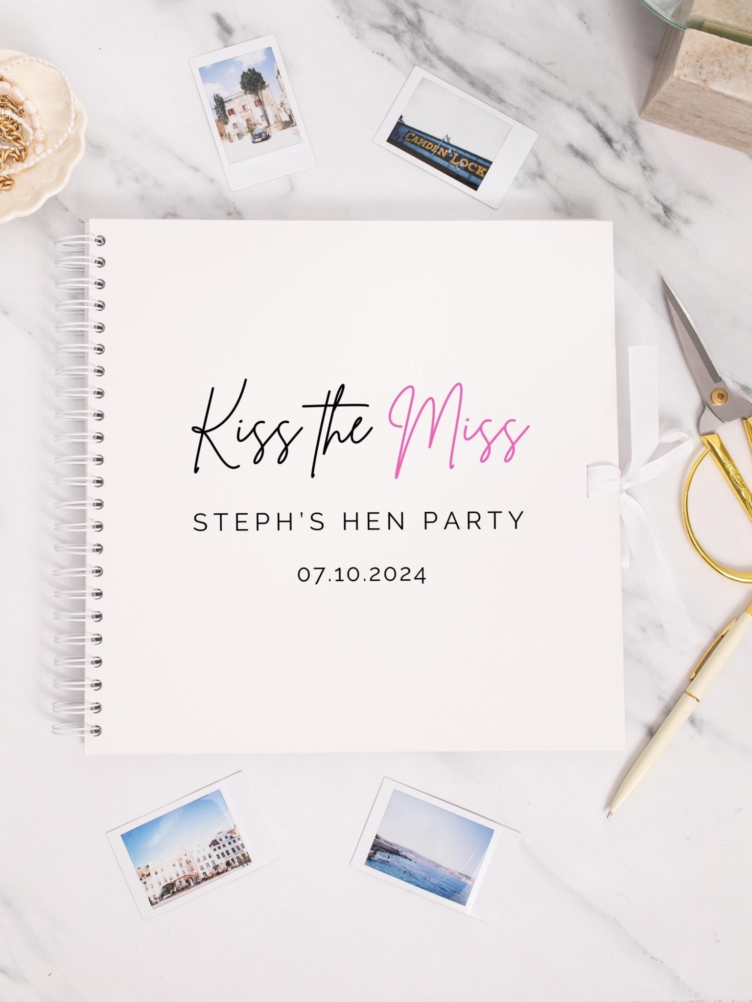 Kiss the miss goodbye scrapbook, Hen do keepsake, Hens night supplies, Hens night scrapbook, Hen do ideas, Hen do UK, Hen weekend, Hen party - Jessica Hollie Gifts