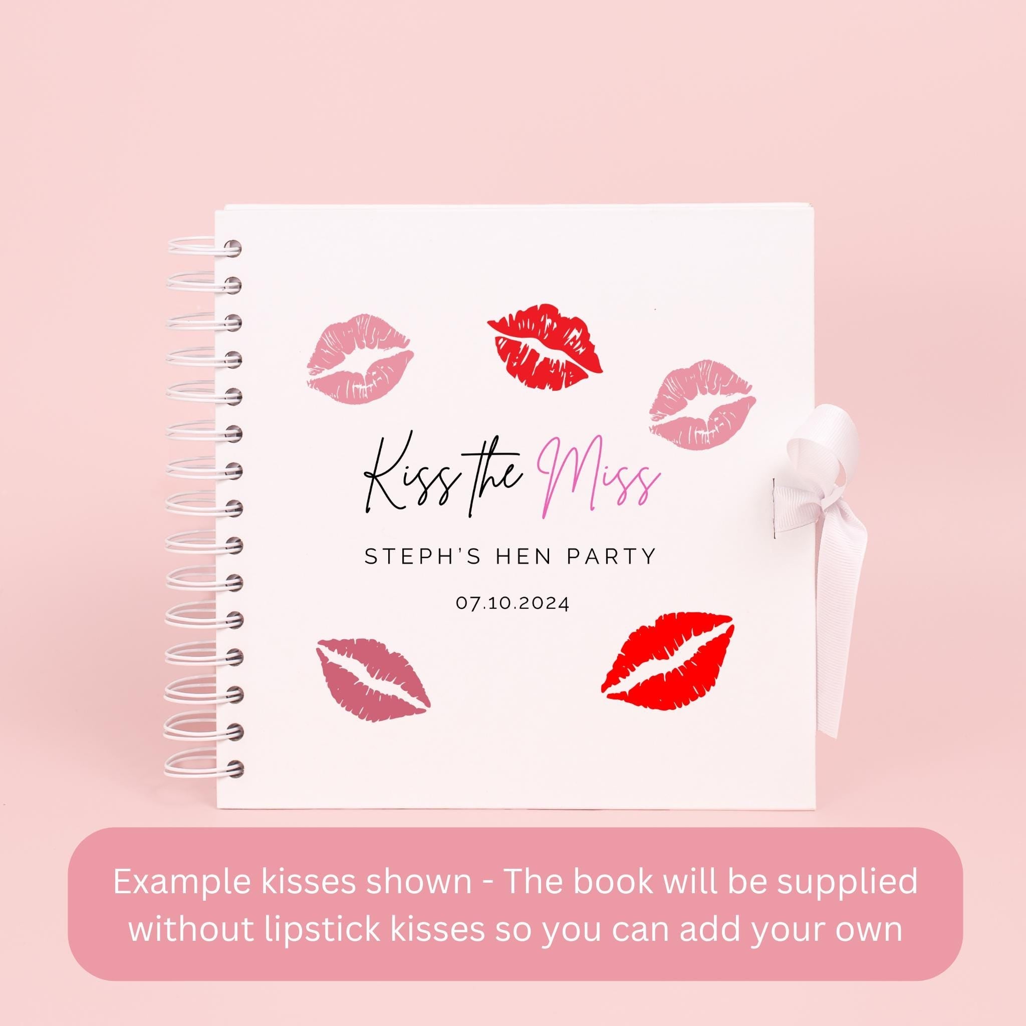 Kiss the miss goodbye scrapbook, Hen do keepsake, Hens night supplies, Hens night scrapbook, Hen do ideas, Hen do UK, Hen weekend, Hen party - Jessica Hollie Gifts