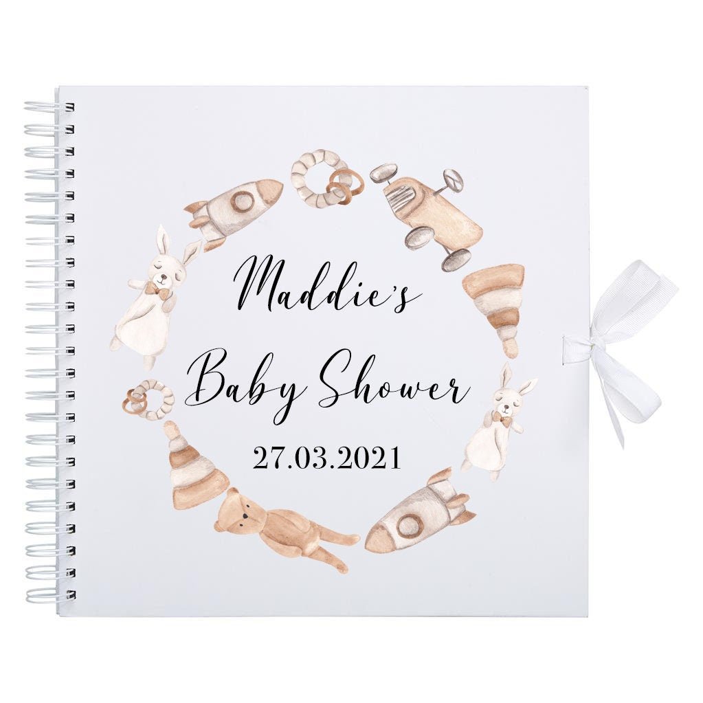 Personalised Baby Shower Scrapbook, New Baby Scrapbook, Baby Memory Book, New Baby Keepsake, New Parents Gift, First Year Baby Journal - Jessica Hollie Gifts