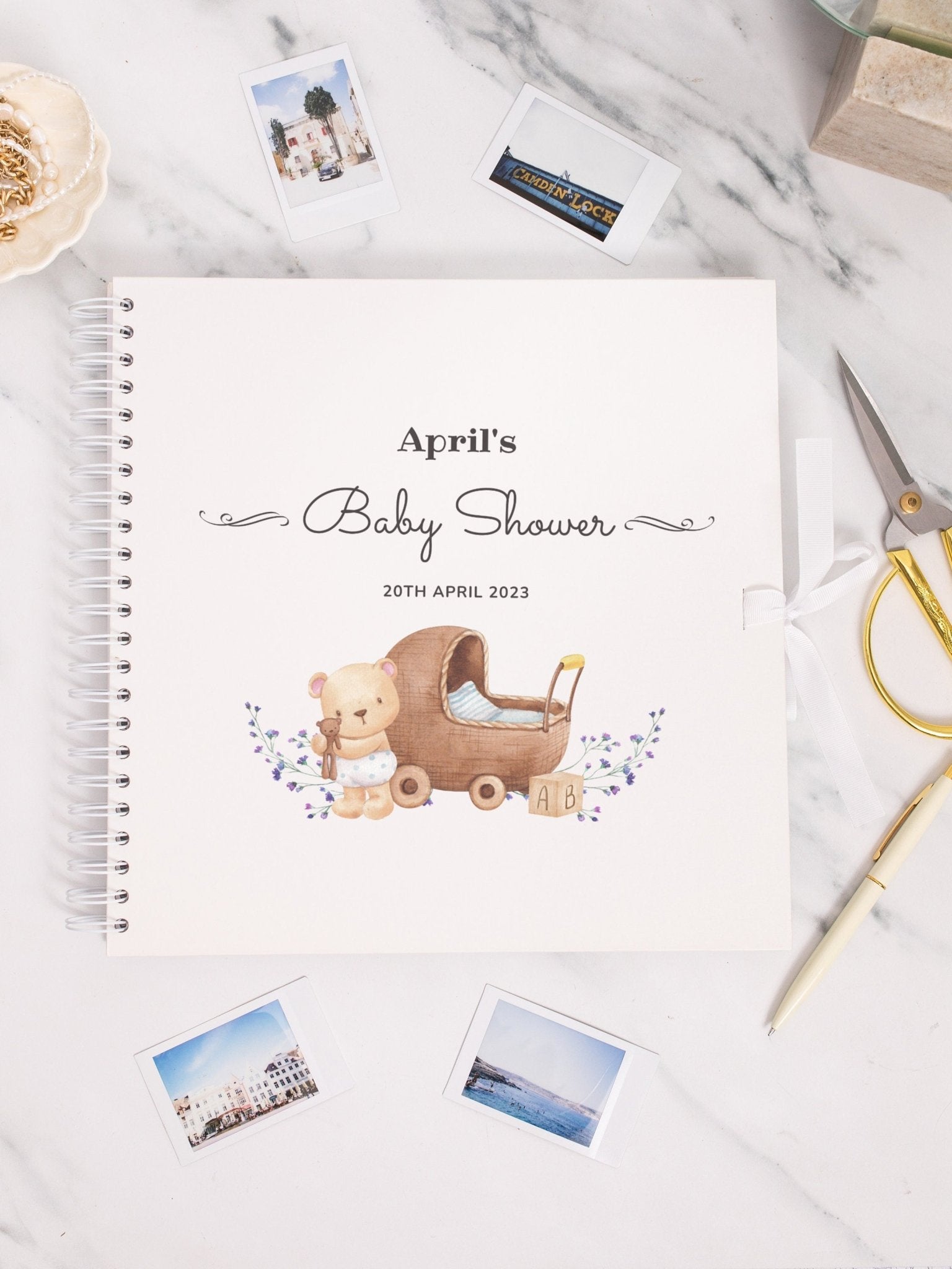 Personalised baby shower scrapbook, Photo album for baby shower gift, Baby Memory Book, Guest Book, Personalised book, Custom Baby book, - Jessica Hollie Gifts