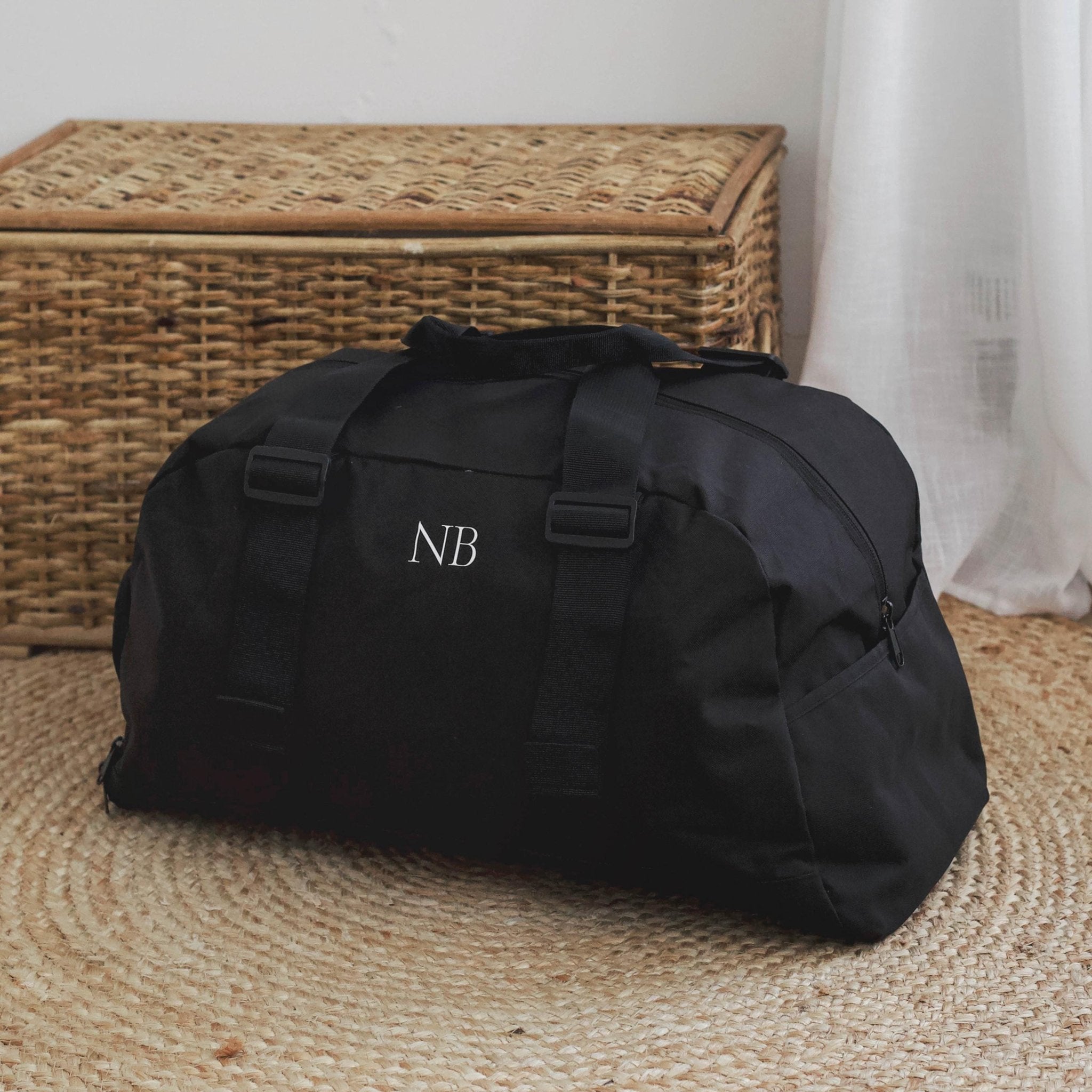 Personalised bag with Initials, Weekender Holdall Initials, Recycled Bag, Monogram Bag, Hand Luggage Bag, Bags for Women, Bag with strap - Jessica Hollie Gifts