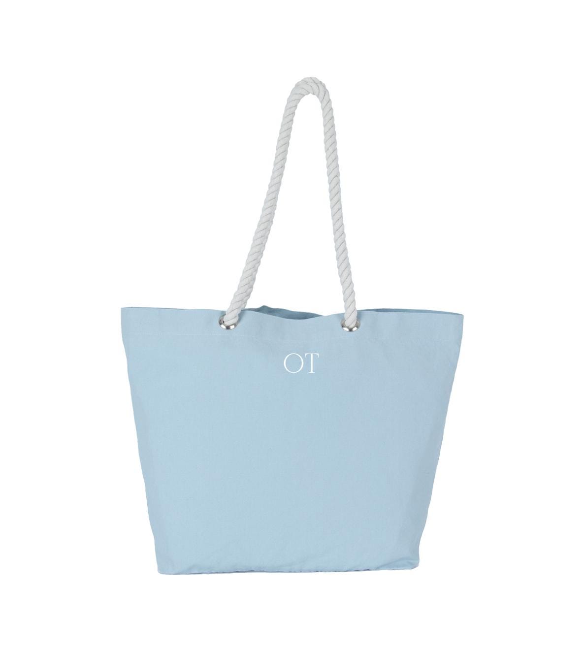 Personalised Beach Bag, Shopping Bag, Holiday Bag, Personalised Tote Bag, Rope Handle Tote, classic shopper, personalised initials, monogram - Jessica Hollie Gifts