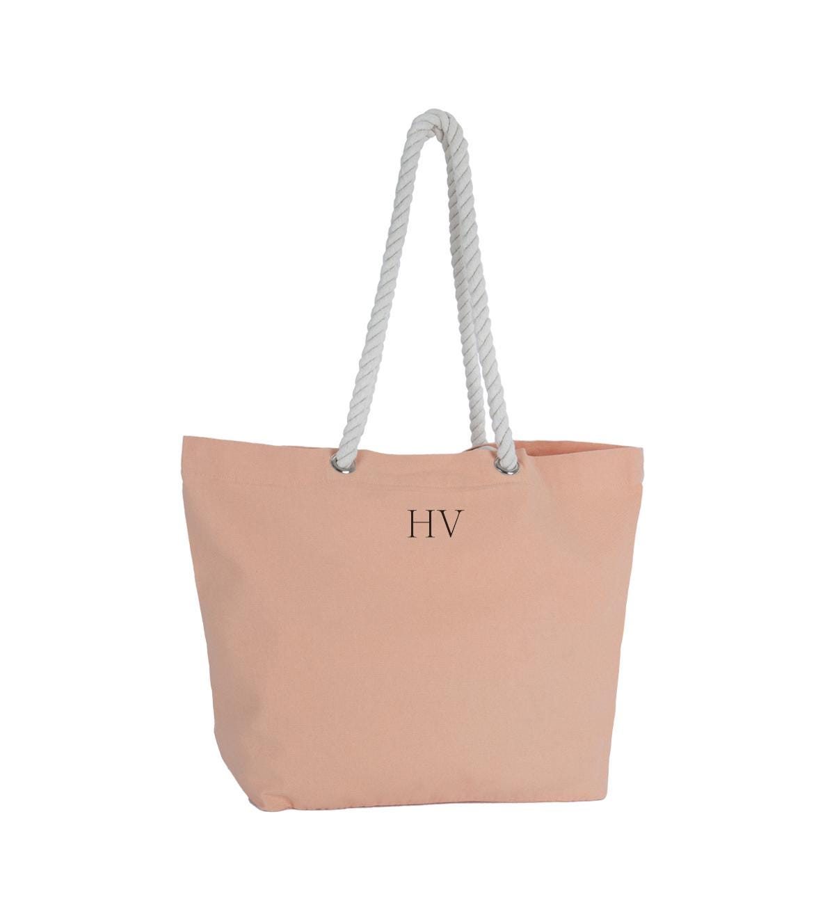 Personalised Beach Bag, Shopping Bag, Holiday Bag, Personalised Tote Bag, Rope Handle Tote, classic shopper, personalised initials, monogram - Jessica Hollie Gifts