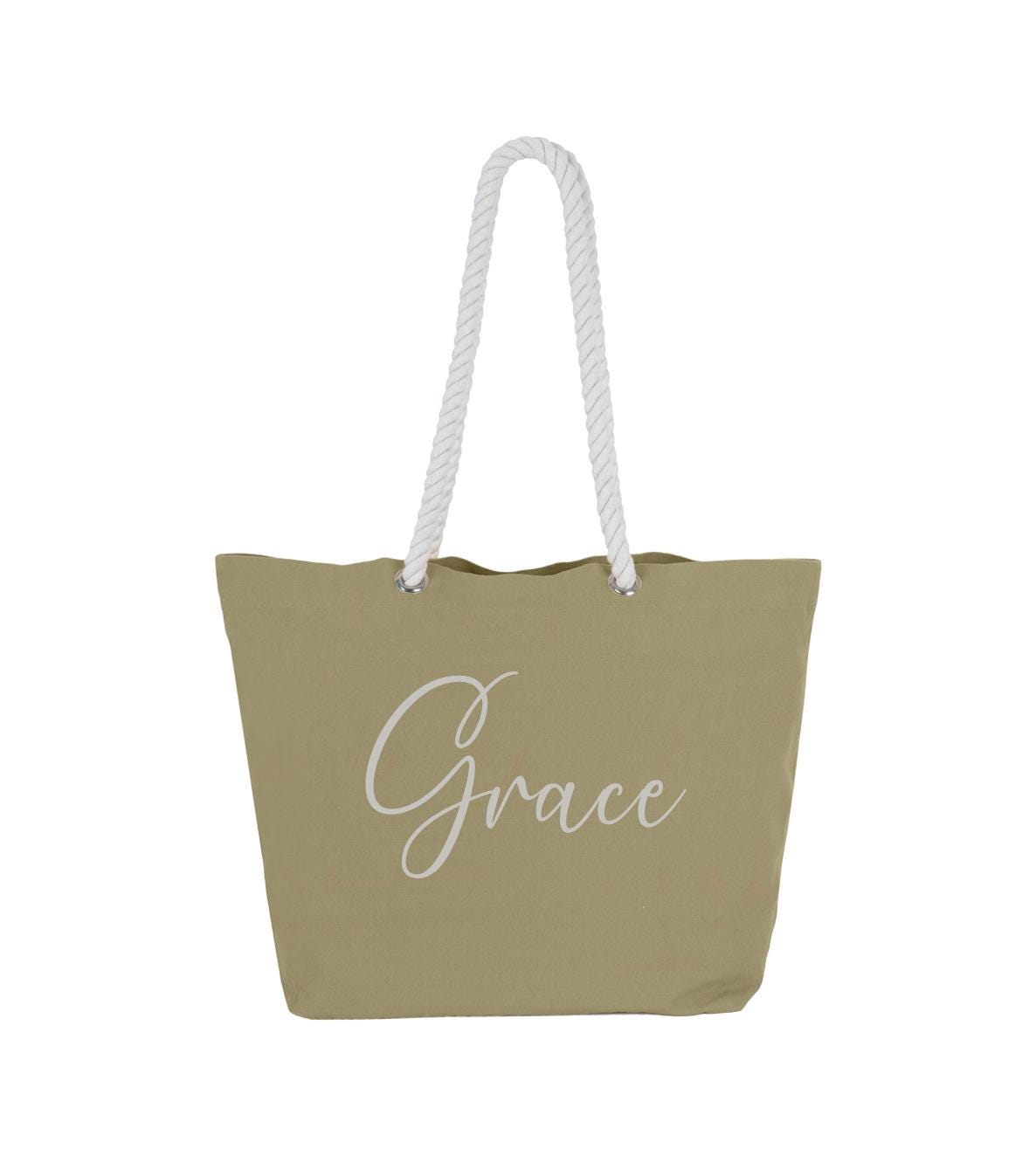 Personalised Beach Bag, Shopping Bag, Holiday Bag, Personalised Tote Bag, Rope Handle Tote, classic shopper, personalised name, monogram - Jessica Hollie Gifts