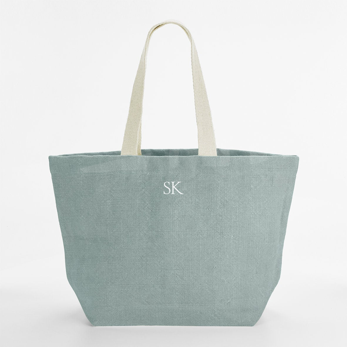 Personalised Beach Bag with initials, Travel Bag, Personalised canvas tote bag, Gift for her, Honeymoon travel gift, Jute Beach Bag Gift - Jessica Hollie Gifts