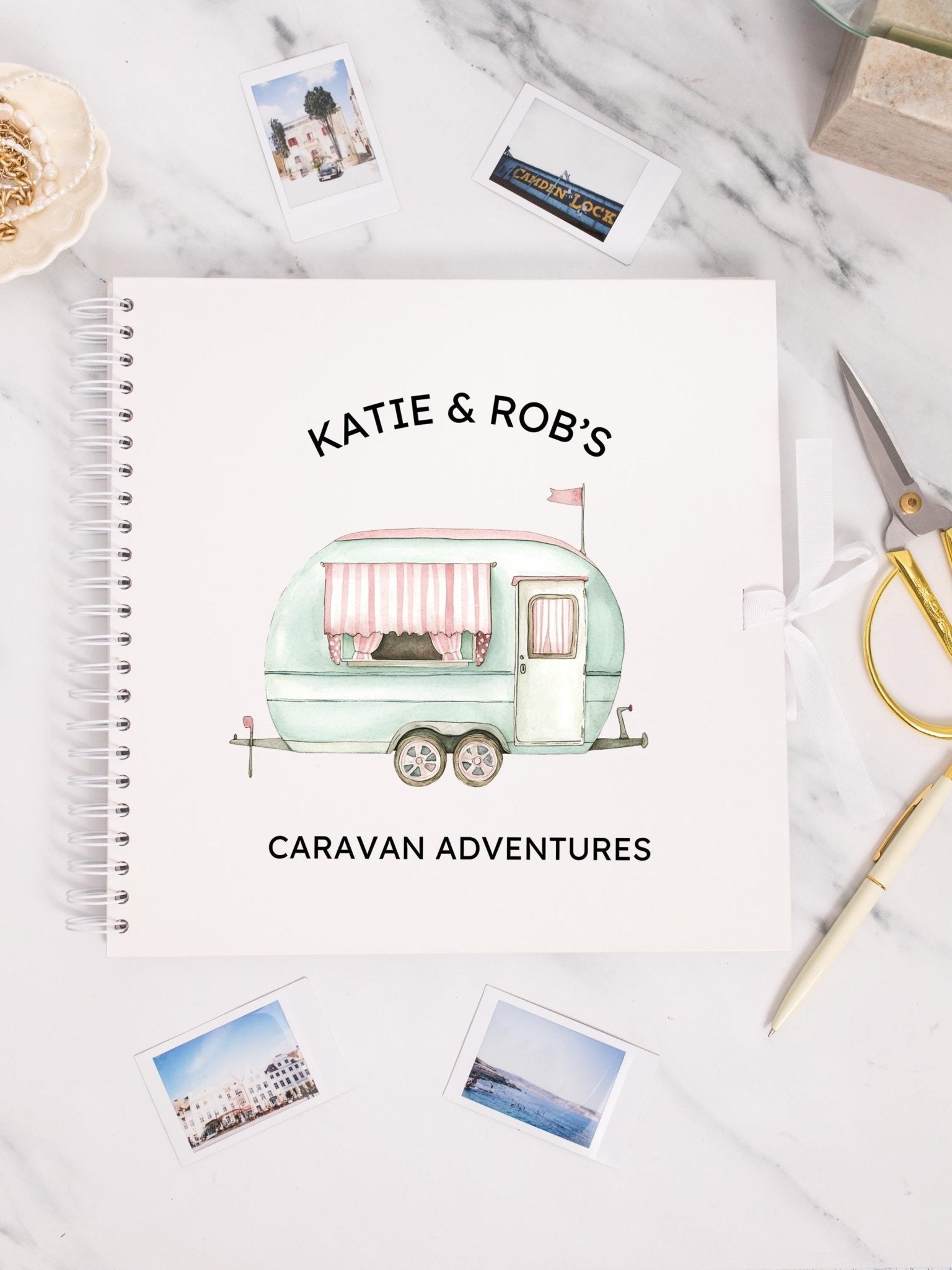Personalised Caravan Travel Journal Scrapbook, Adventure Journal, Travel Gift, Campervan Gifts, Campervan Scrapbook, Travel Journal Book - Jessica Hollie Gifts