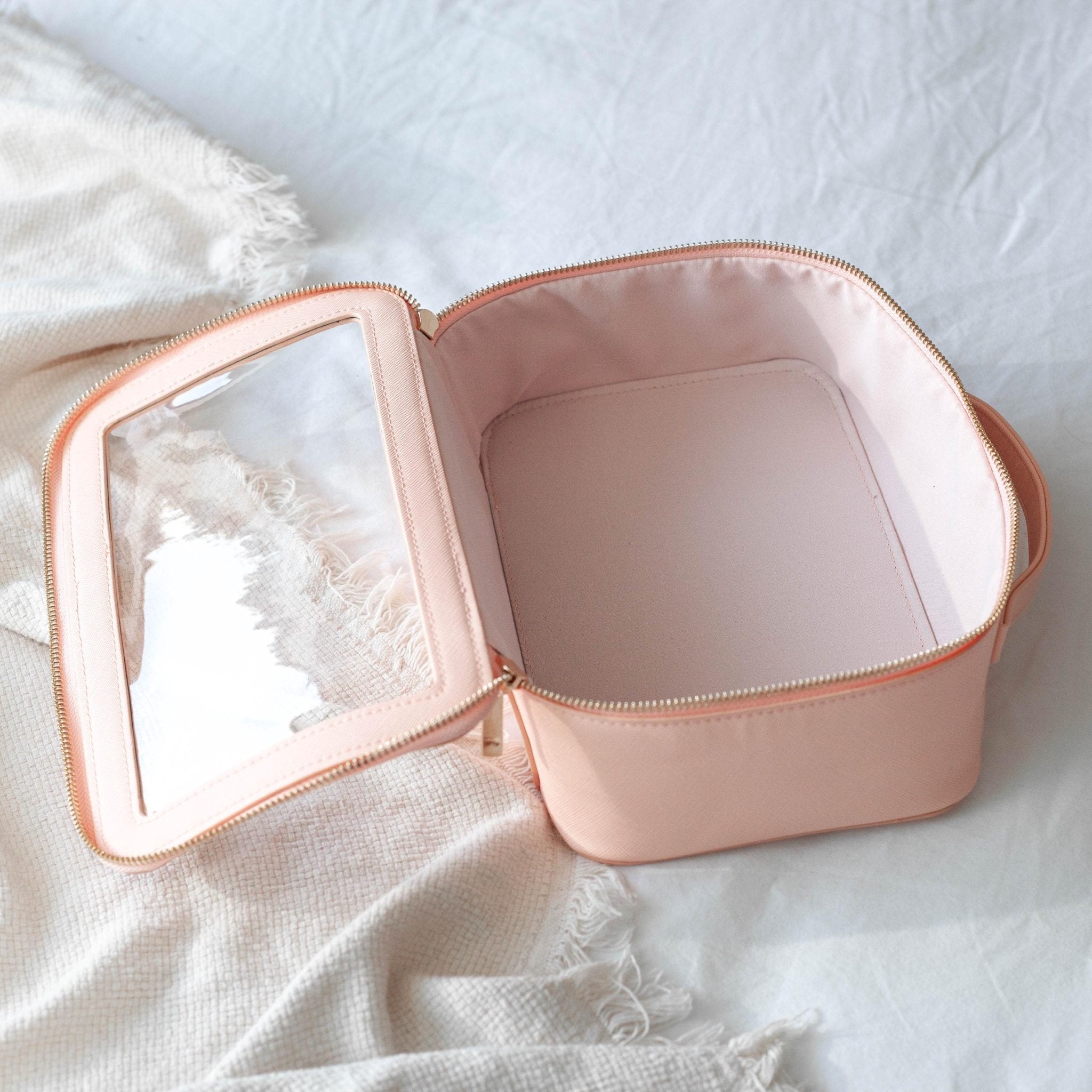 Personalised clear cosmetic bag with small monogram, custom makeup bag, clear wash travel bag personalised gift for bridesmaid, travel bag - Jessica Hollie Gifts