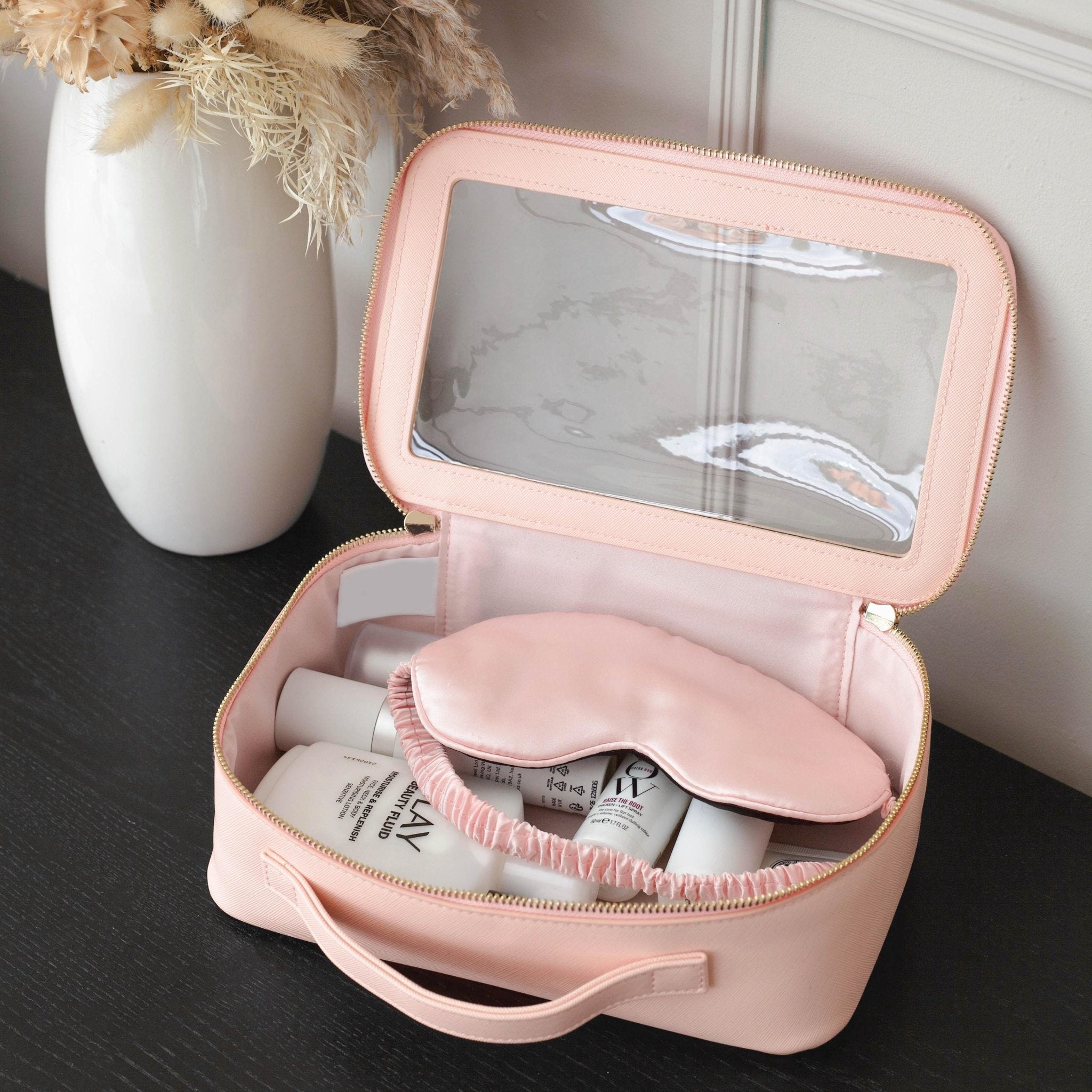 Personalised clear cosmetic bag with small monogram, custom makeup bag, clear wash travel bag personalised gift for bridesmaid, travel bag - Jessica Hollie Gifts