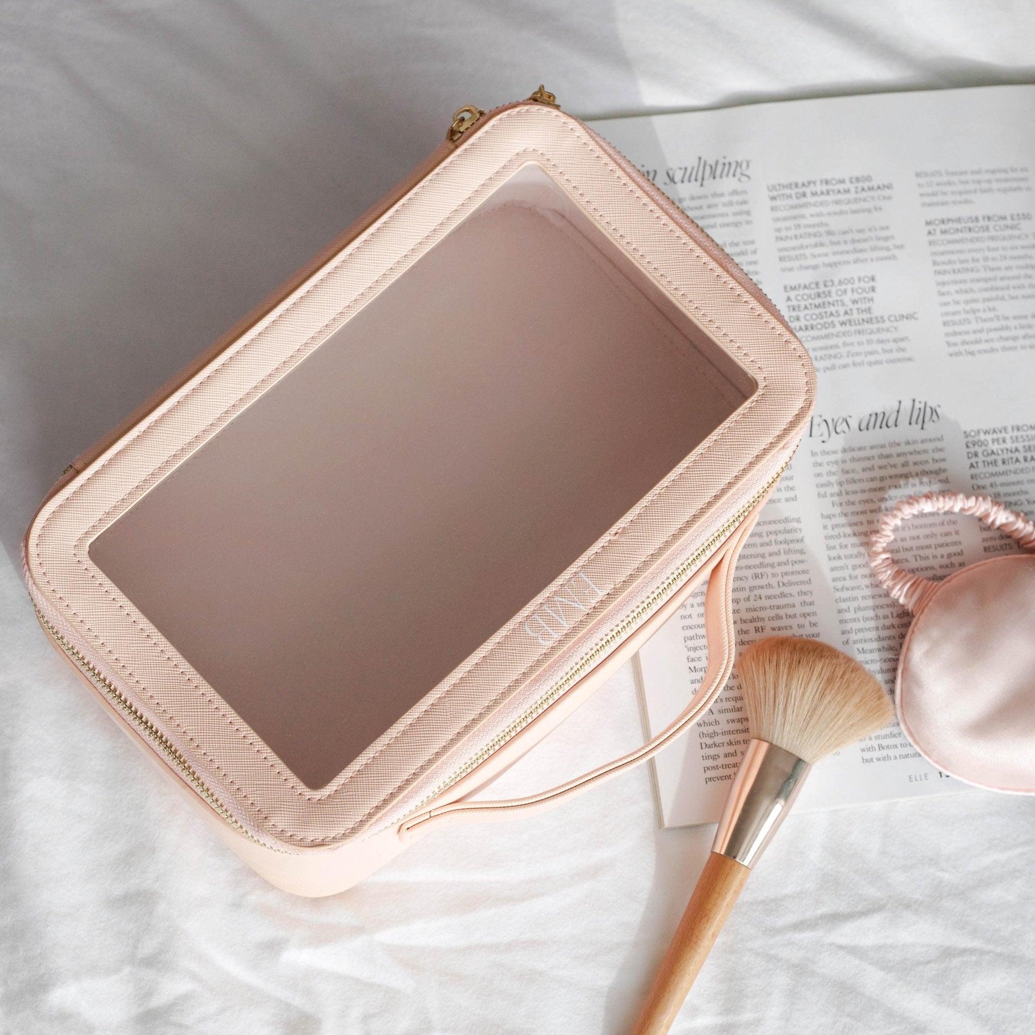 Personalised clear cosmetic bag with small monogram, custom makeup bag, clear wash travel bag personalised gift for bridesmaid, travel bag - Jessica Hollie Gifts