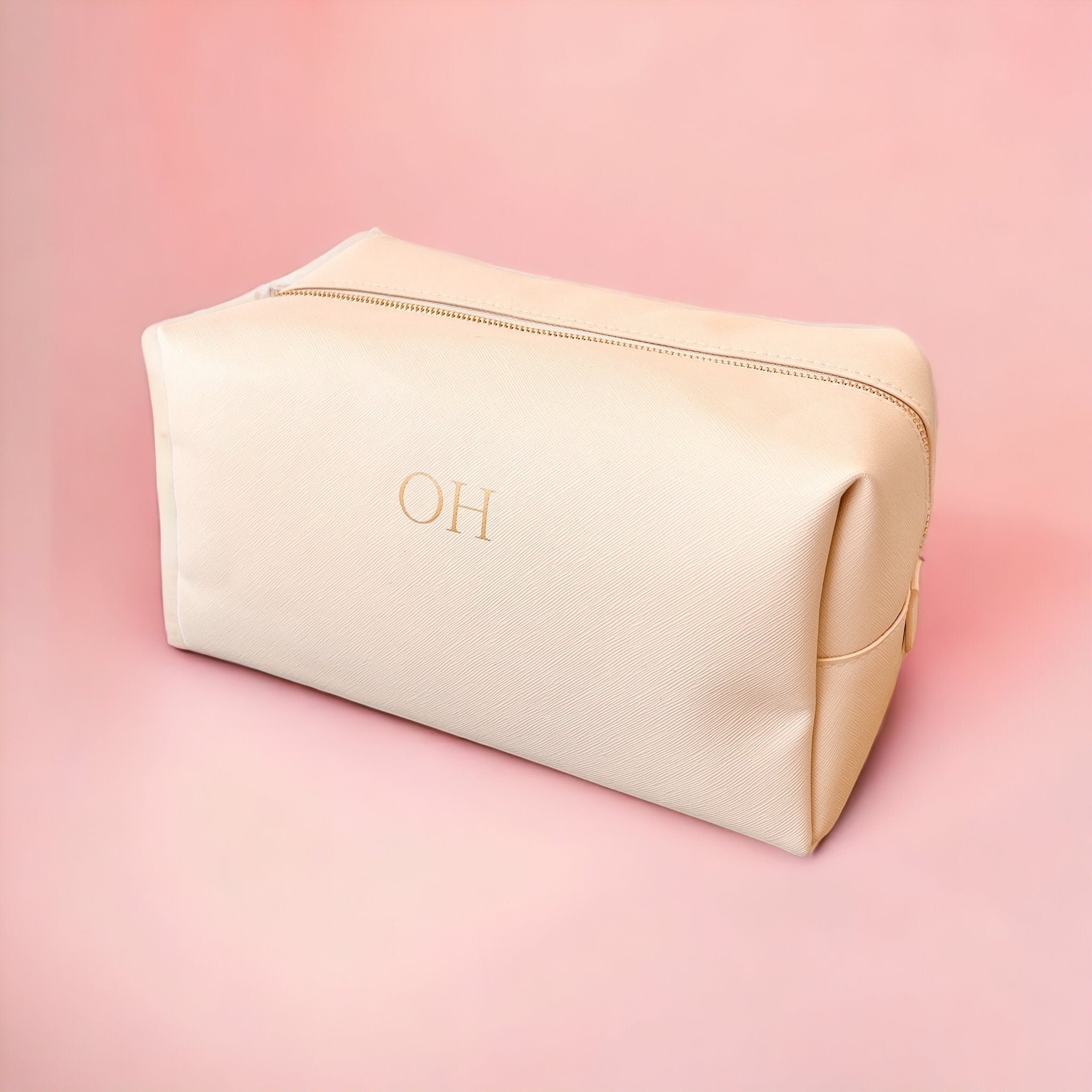 Personalised cosmetic bag with small monogram, custom makeup bag, personalized gift for her, personalised gift for bridesmaid, organizer - Jessica Hollie Gifts