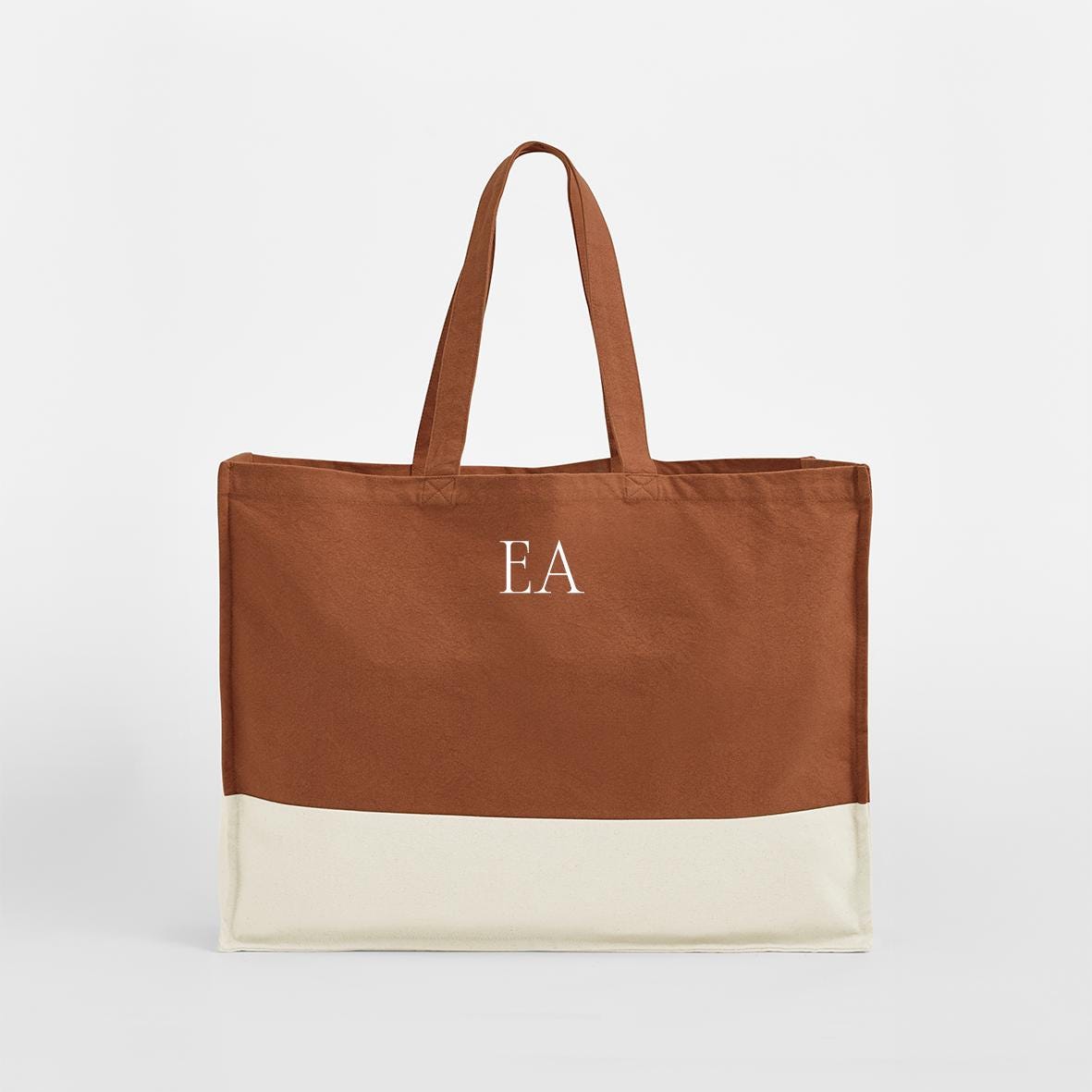 Personalised Custom Tote Classic Shopper Bag, Initials Monogram Beach Bag, Shopping Bag, Gift for Her, Organic cotton Canvas Jute Tote - Jessica Hollie Gifts