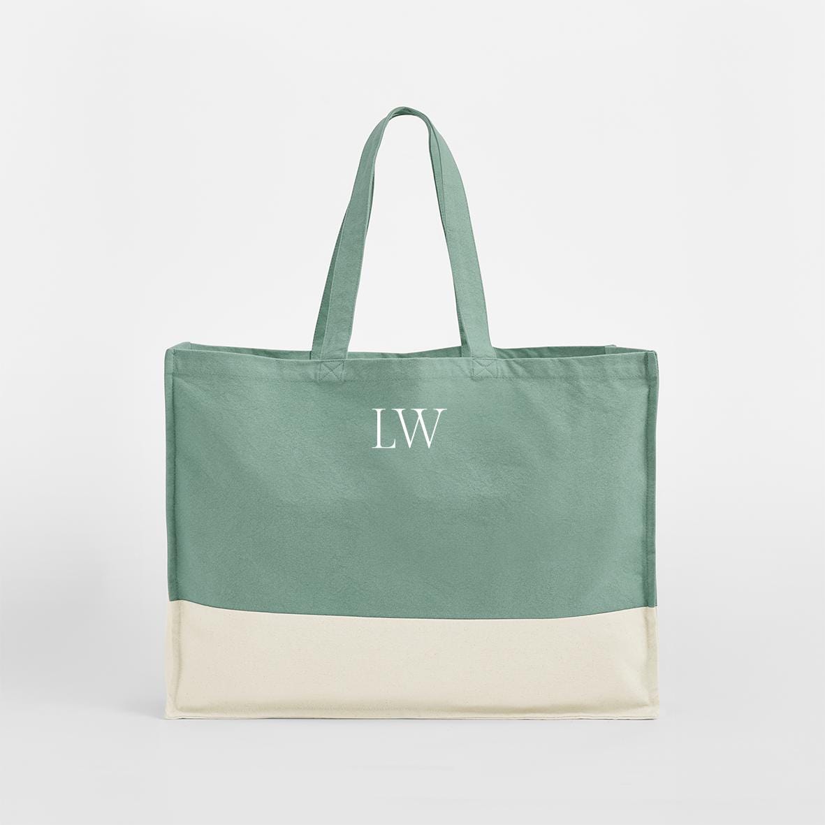Personalised Custom Tote Classic Shopper Bag, Initials Monogram Beach Bag, Shopping Bag, Gift for Her, Organic cotton Canvas Jute Tote - Jessica Hollie Gifts