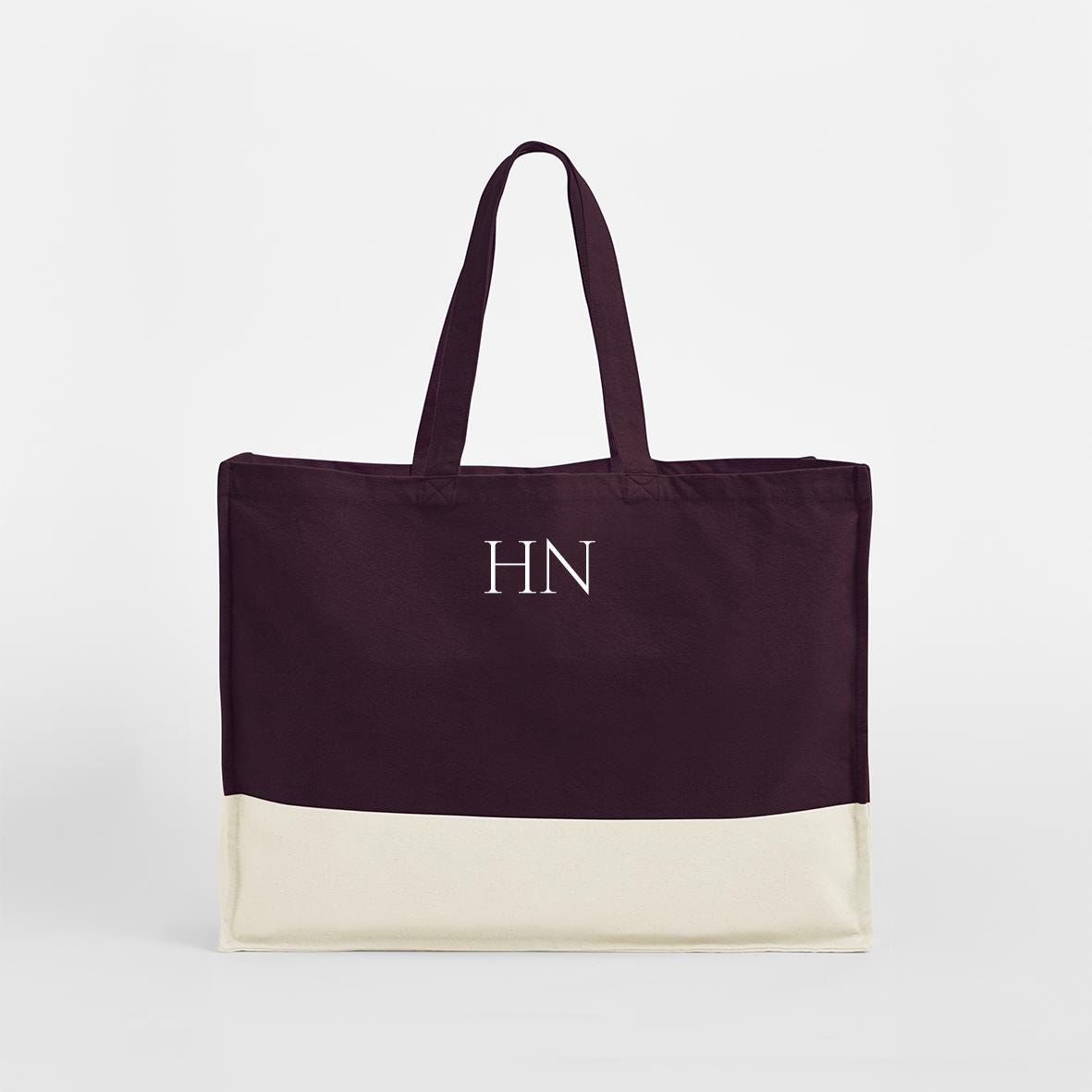 Personalised Custom Tote Classic Shopper Bag, Initials Monogram Beach Bag, Shopping Bag, Gift for Her, Organic cotton Canvas Jute Tote - Jessica Hollie Gifts