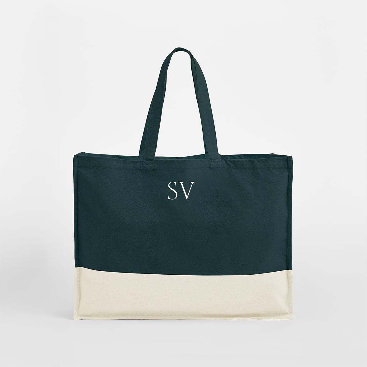 Personalised Custom Tote Classic Shopper Bag, Initials Monogram Beach Bag, Shopping Bag, Gift for Her, Organic cotton Canvas Jute Tote - Jessica Hollie Gifts