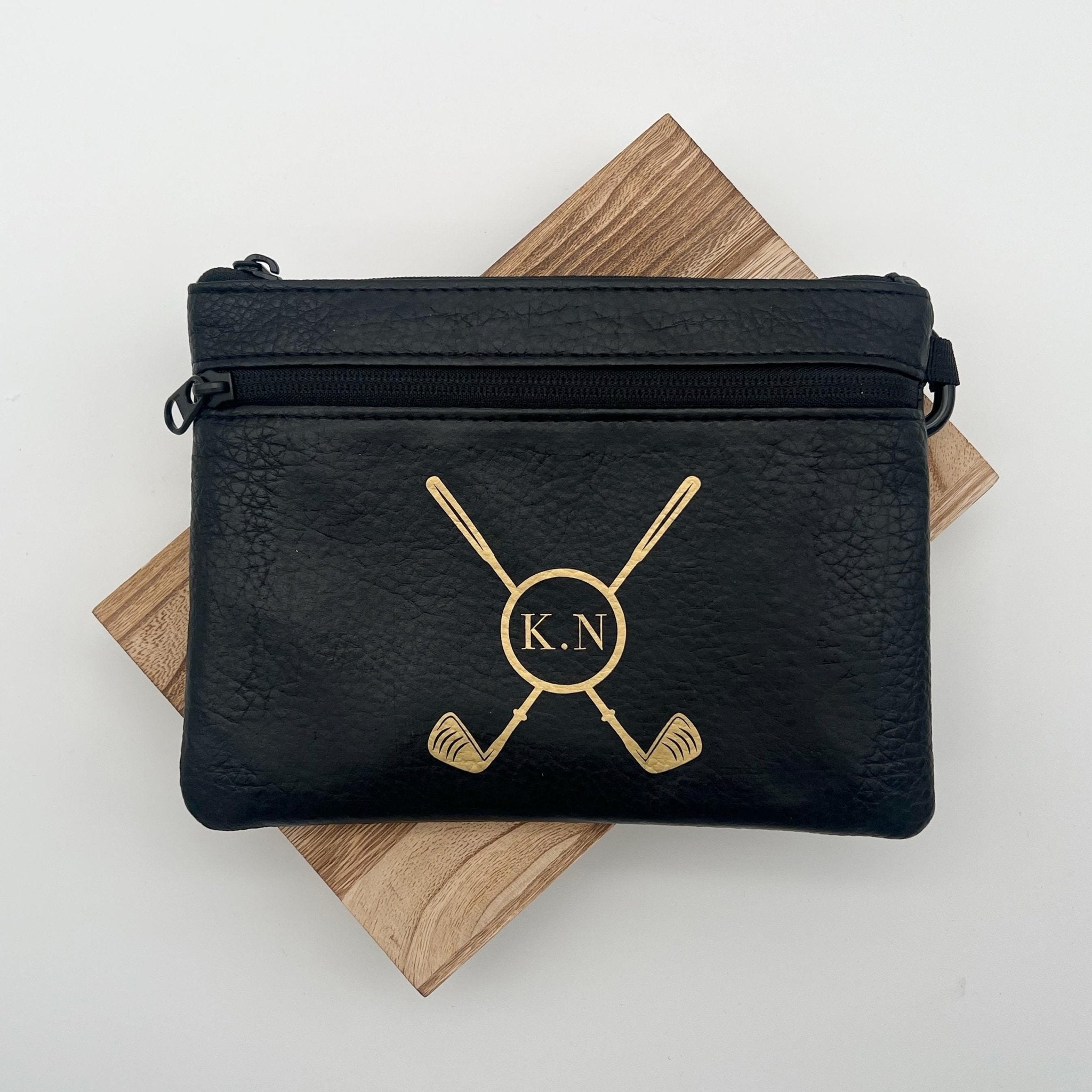Personalised golf ball bag, golf tee bag, pouch for golf balls, faux leather golf bag, custom golf gift, golf lover gif, fathers day gift - Jessica Hollie Gifts