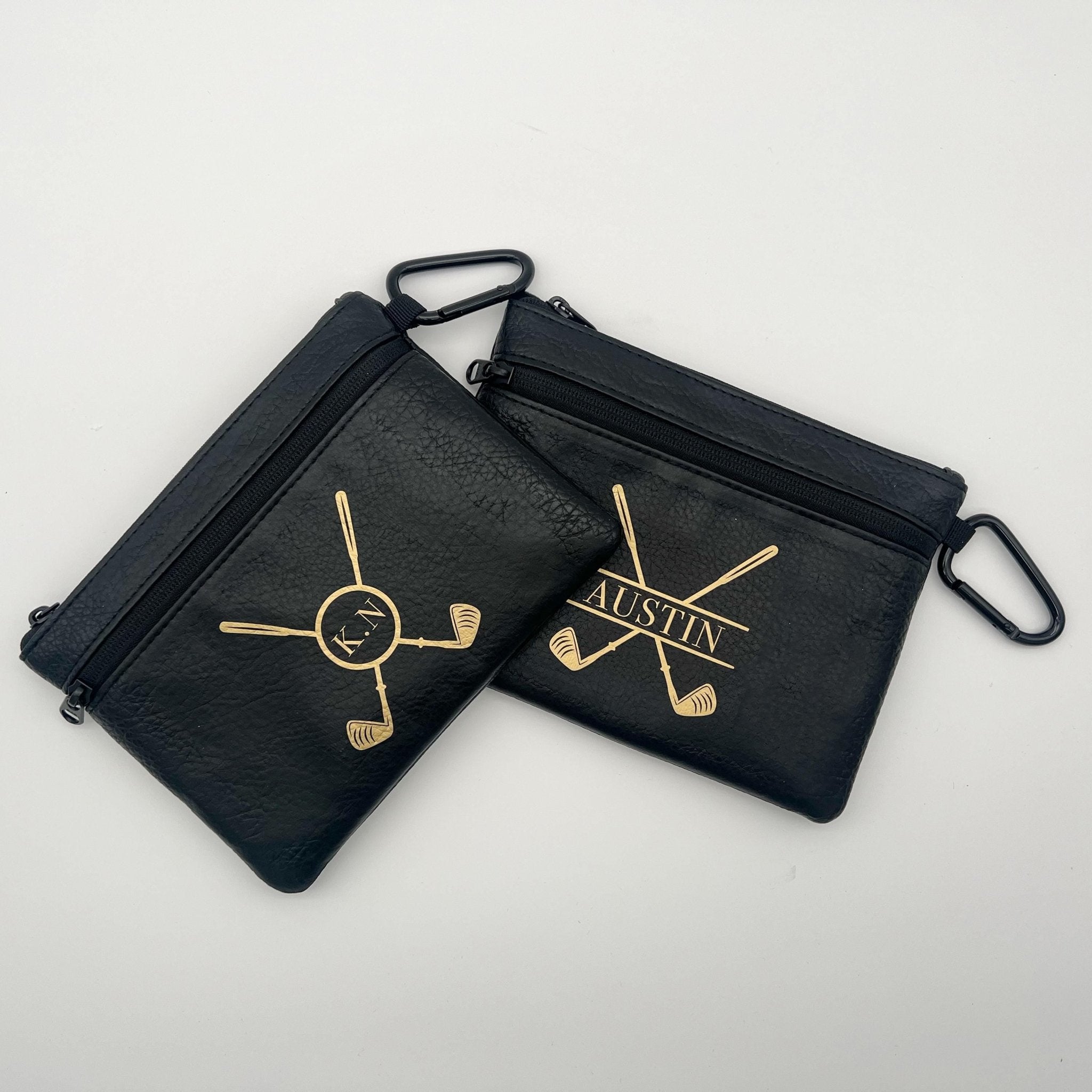 Personalised golf ball bag, golf tee bag, pouch for golf balls, faux leather golf bag, custom golf gift, golf lover gif, fathers day gift - Jessica Hollie Gifts