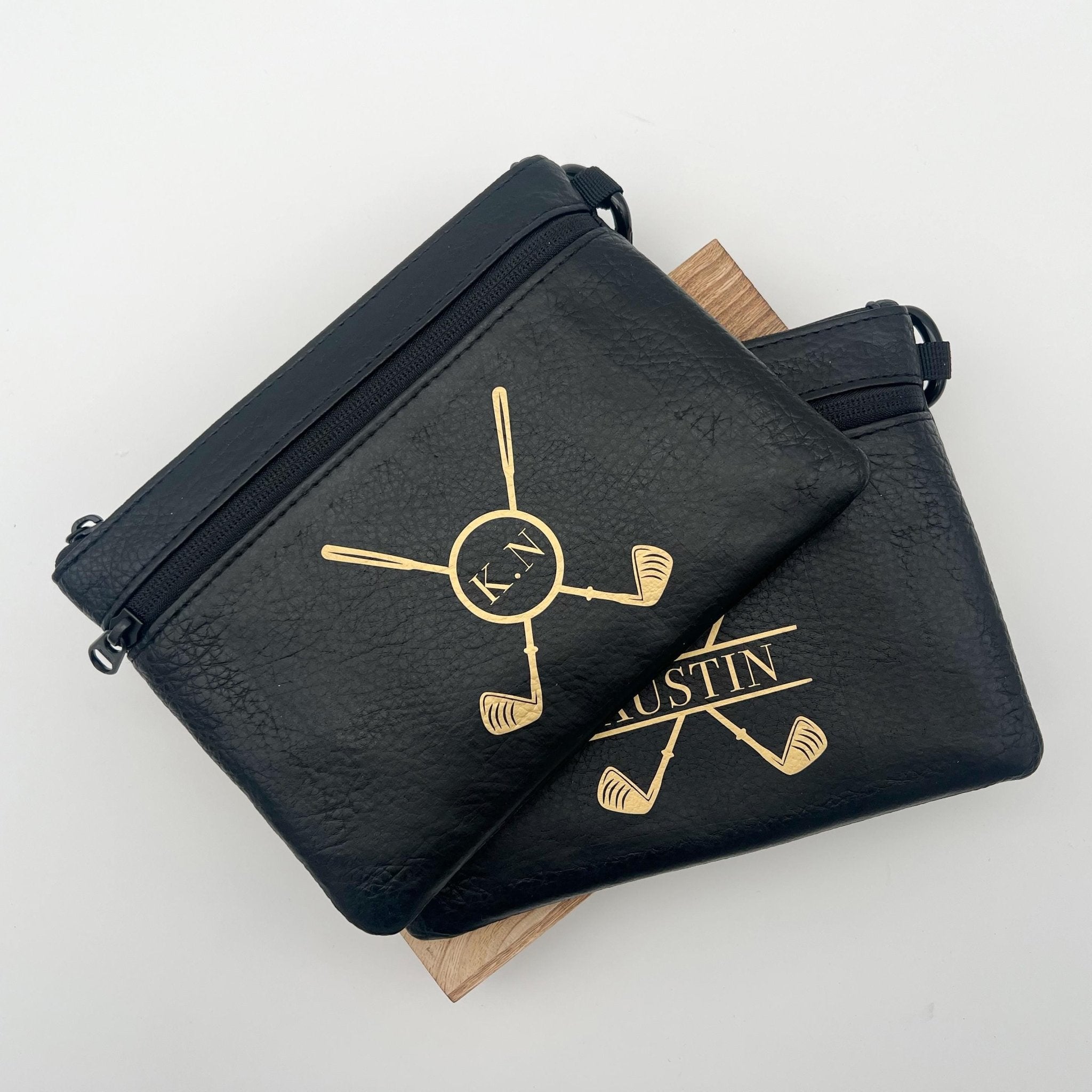 Personalised golf ball bag, golf tee bag, pouch for golf balls, faux leather golf bag, custom golf gift, golf lover gif, fathers day gift - Jessica Hollie Gifts