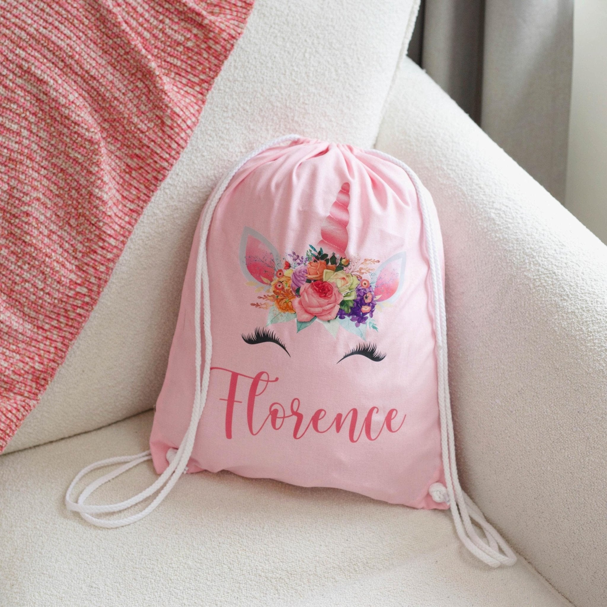 Personalised Gym Bag Kids, Girls Unicorn Gym Bag, Girls Drawstring Bag, School Bag, Unicorn School PE Bag, Unicorn Pump Bag, Nursery Bag - Jessica Hollie Gifts