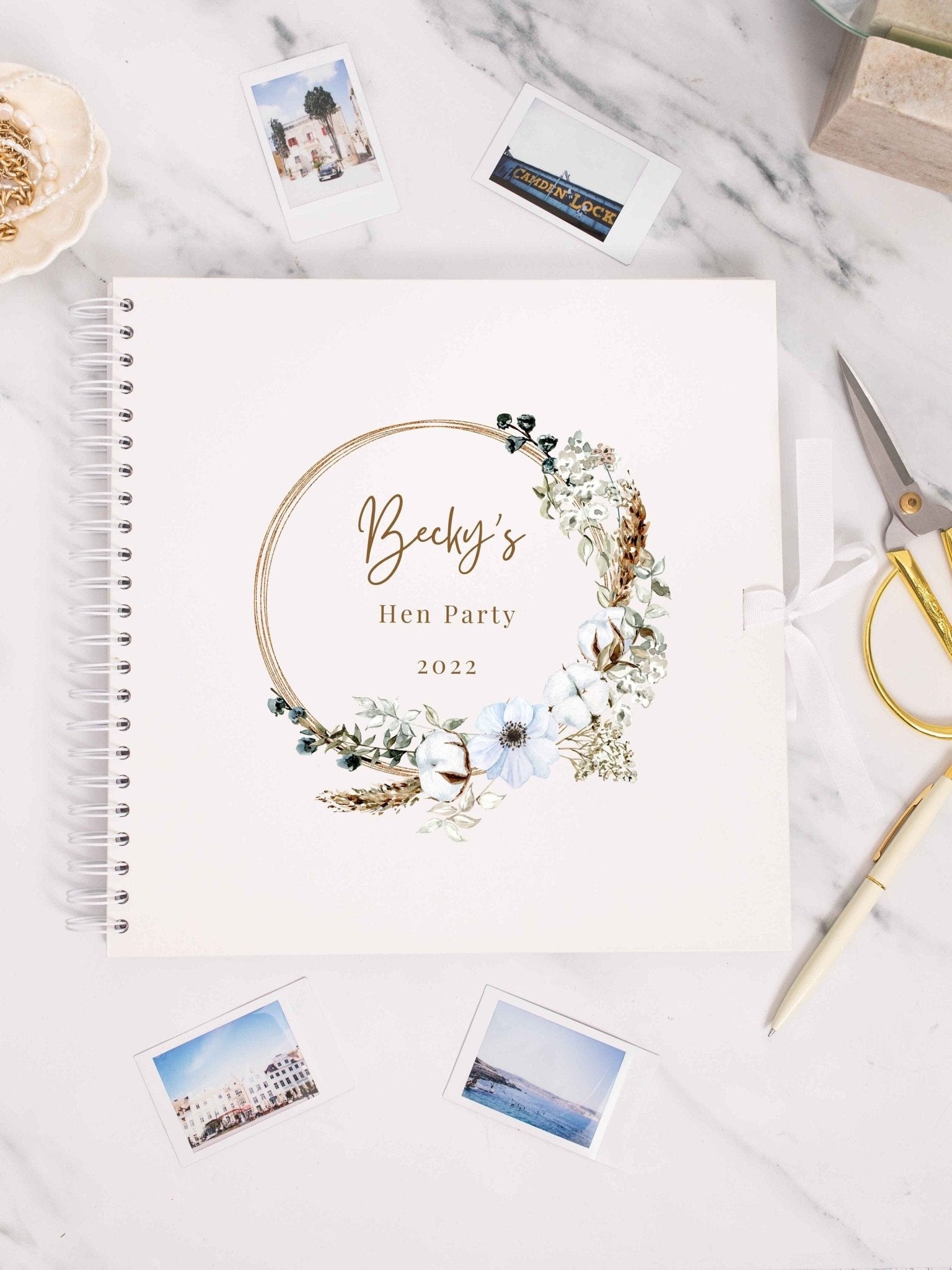 Personalised Hen Party Scrapbook Photo album, Bridal Shower Scrapbook, Hen do scrapbook, Wedding Photo Book, Scrapbook Blank, Photo Book - Jessica Hollie Gifts