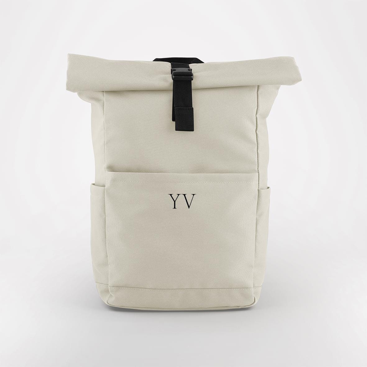 Personalised Initial Monogram Backpack, Twin Handle Roll - Top, Water repellant bag, Custom Initials Bag, Holiday Travel water Bag - Jessica Hollie Gifts