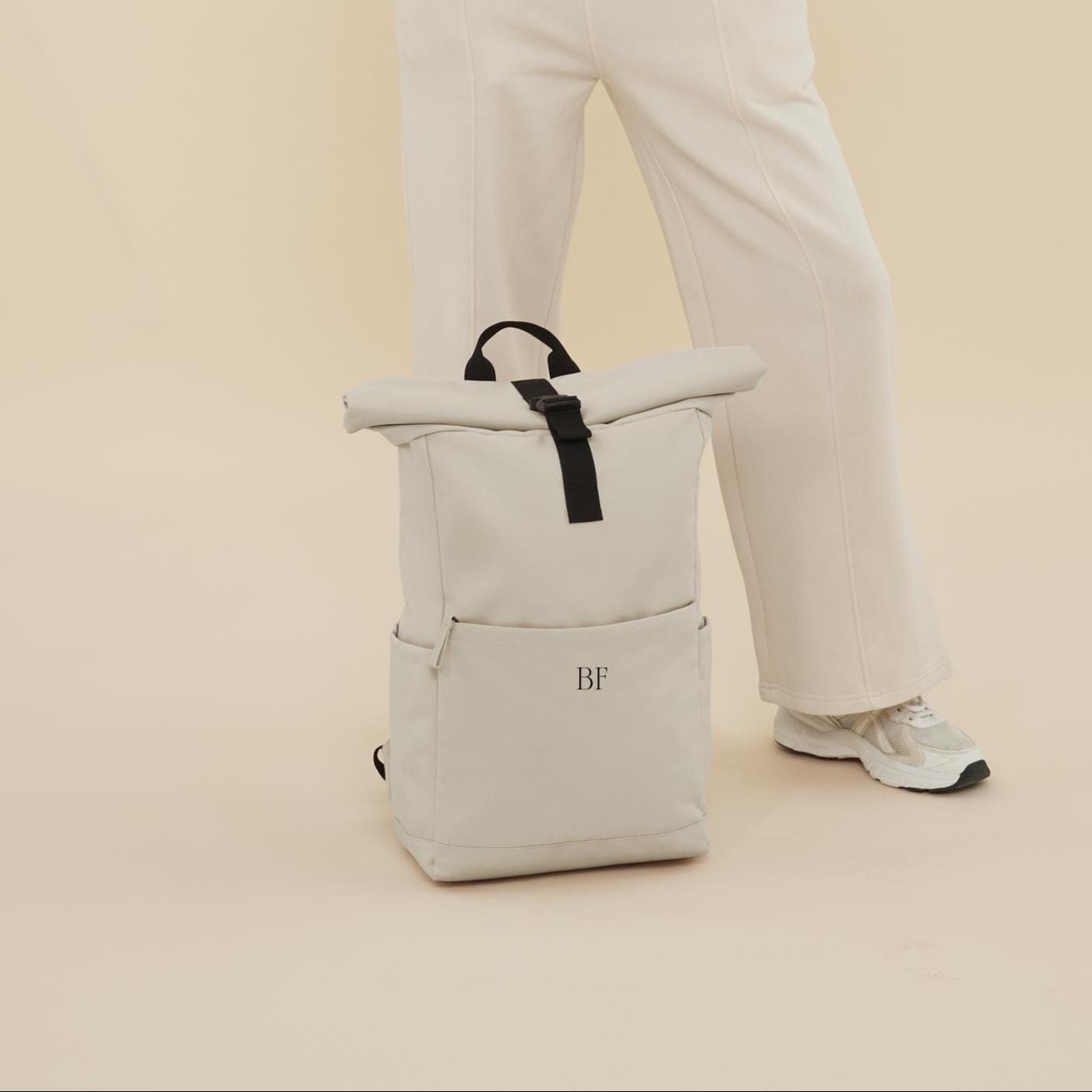 Personalised Initial Monogram Backpack, Twin Handle Roll - Top, Water repellant bag, Custom Initials Bag, Holiday Travel water Bag - Jessica Hollie Gifts