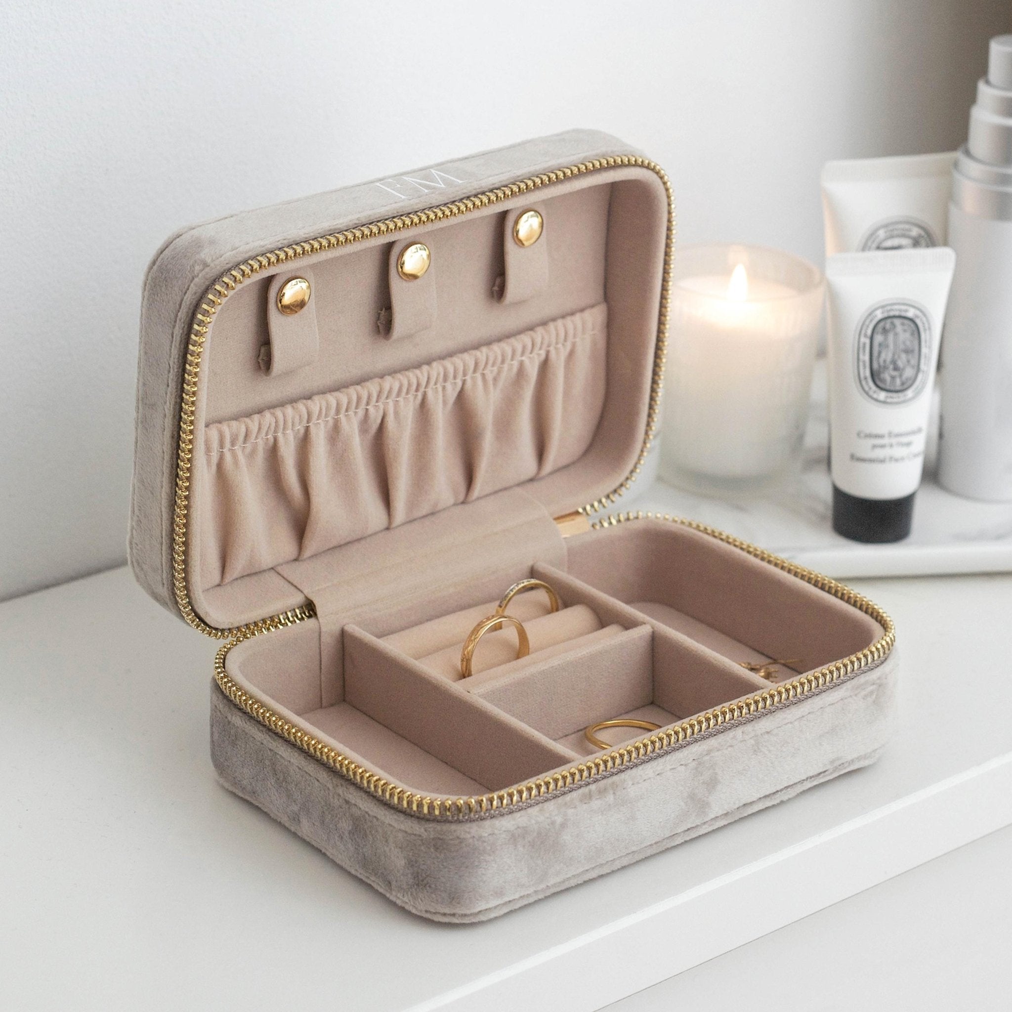 Personalised Jewelry Box Case, Velvet Travel Jewellery Travel Case, Bridesmaid Proposal Gift, Bridal Party Gift, Christmas Gift for Her - Jessica Hollie Gifts