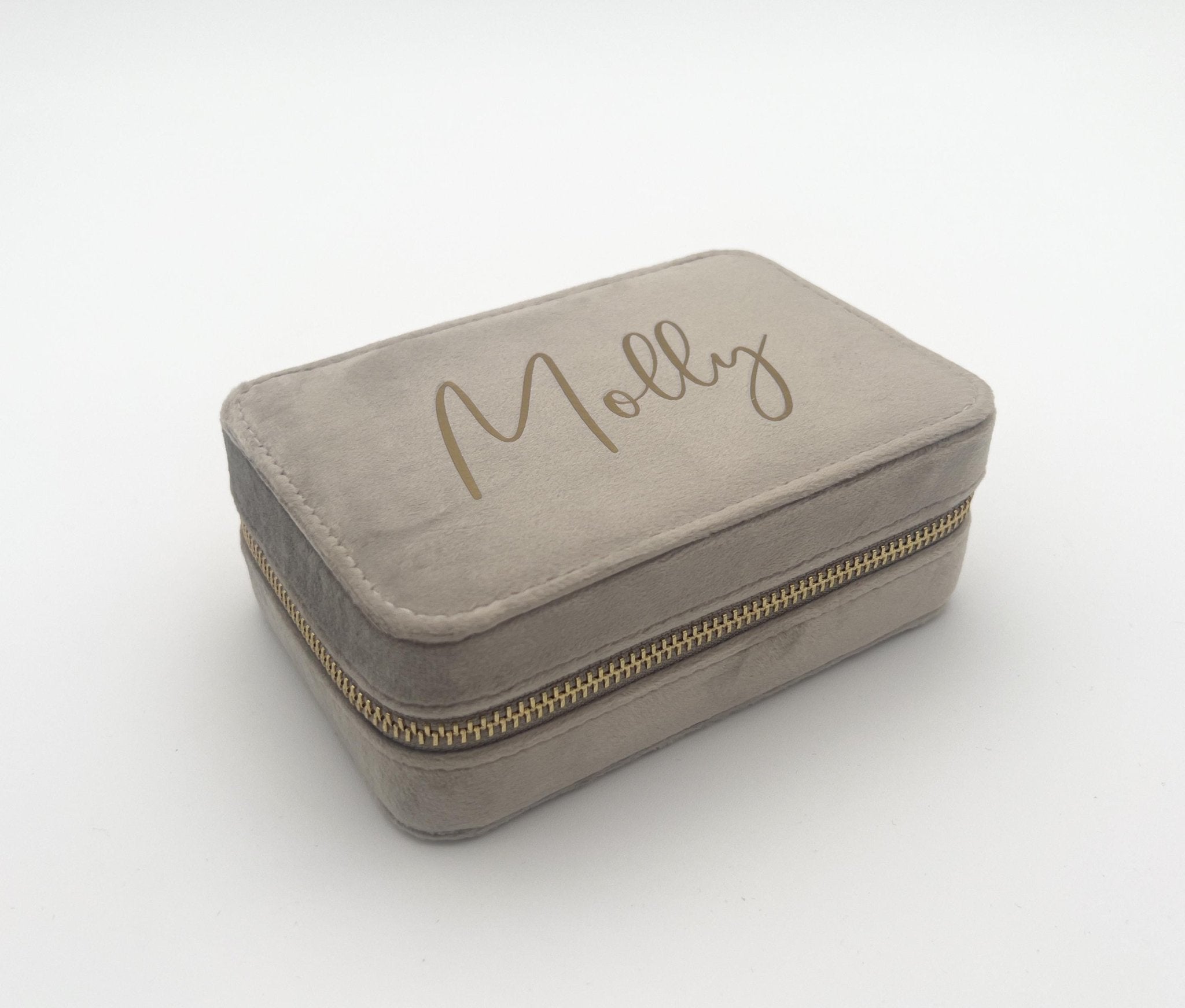 Personalised Jewelry Box Case, Velvet Travel Jewellery Travel Case, Bridesmaid Proposal Gift, Bridal Party Gift, Christmas Gift for Her - Jessica Hollie Gifts