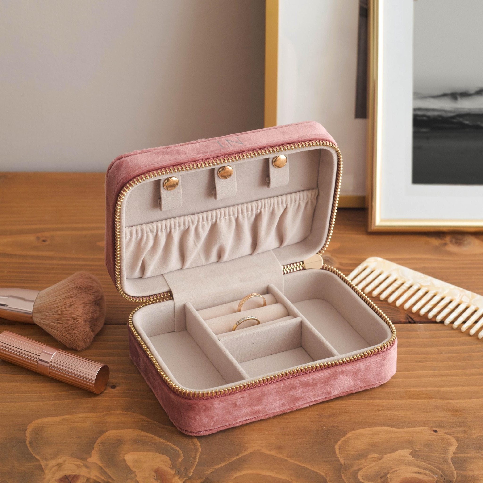 Personalised Jewelry Box Case, Velvet Travel Jewellery Travel Case, Bridesmaid Proposal Gift, Bridal Party Gift, Christmas Gift for Her - Jessica Hollie Gifts