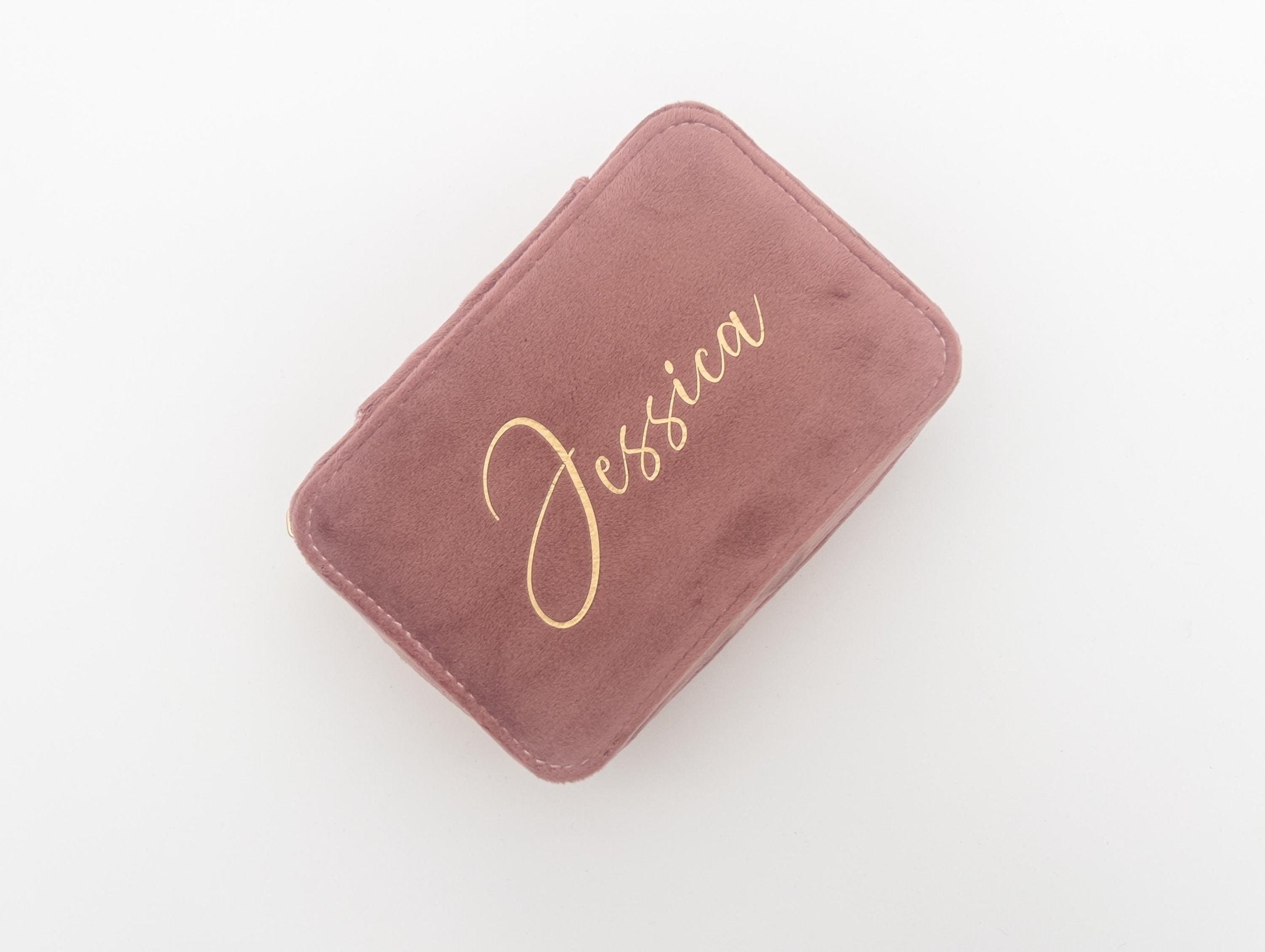 Personalised Jewelry Box Case, Velvet Travel Jewellery Travel Case, Bridesmaid Proposal Gift, Bridal Party Gift, Christmas Gift for Her - Jessica Hollie Gifts