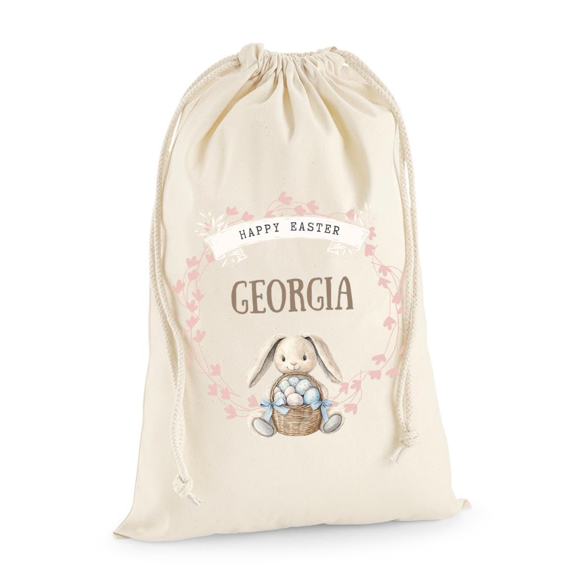 Personalised Kids Easter Bunny Bag with Name, Custom Egg Hunt Tote, Reusable Spring Gift Sack, Holiday Treat Basket for Children, Easter egg - Jessica Hollie Gifts