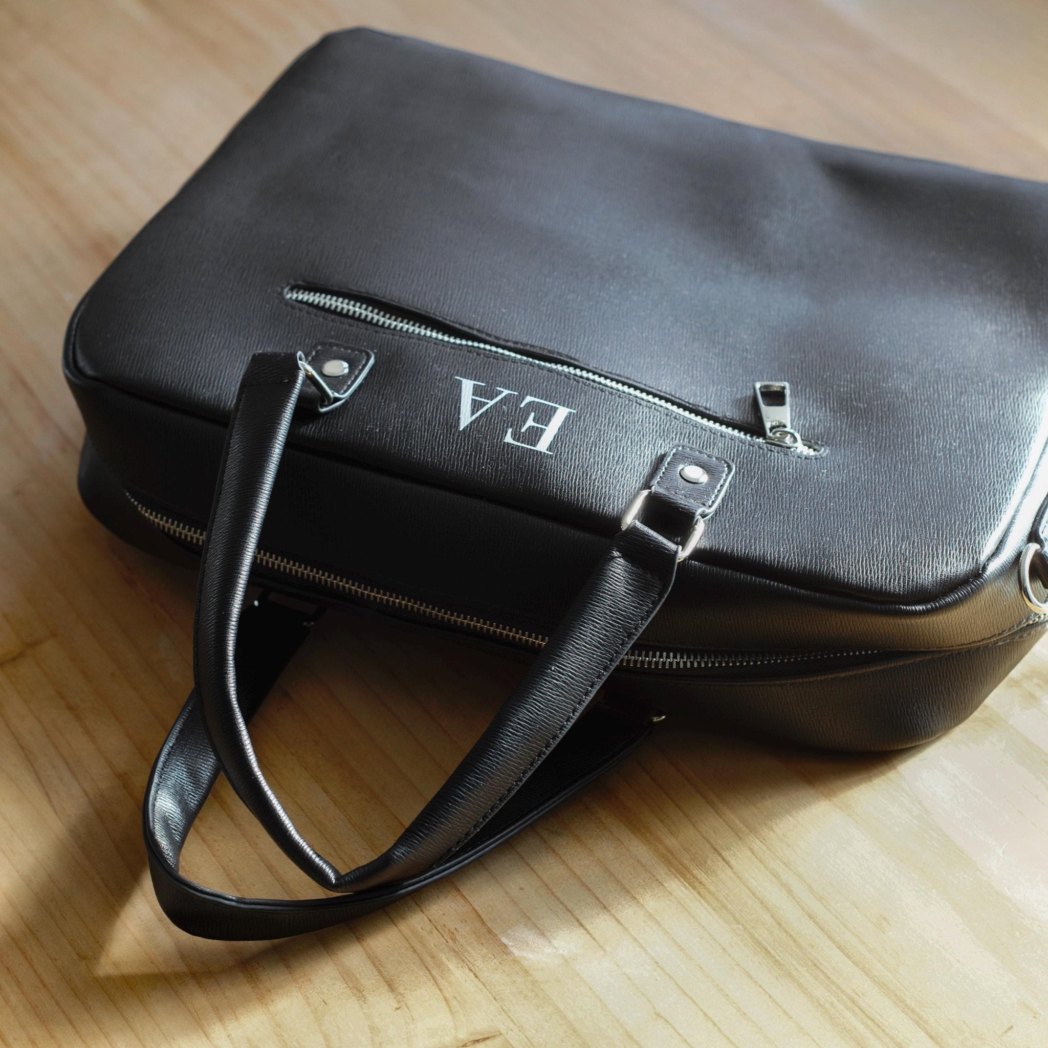 Personalised laptop bag, briefcase bag, laptop bag portfolio, leather look bag, bag for work, satchel briefcase, messenger bag with strap - Jessica Hollie Gifts