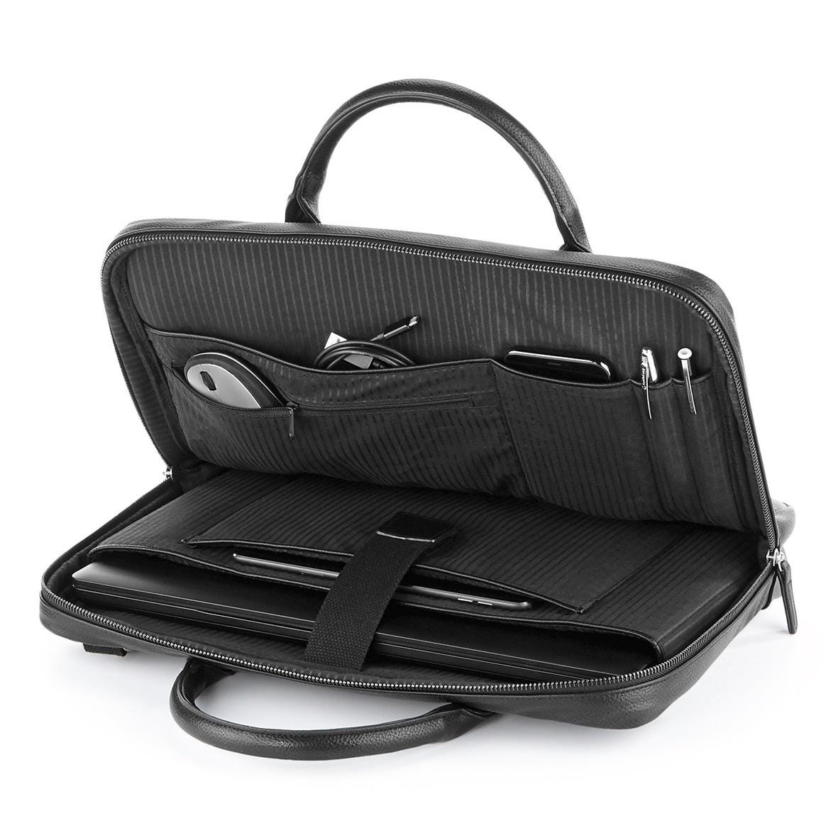 Personalised laptop bag, briefcase bag, laptop bag portfolio, leather look bag, bag for work, satchel briefcase, messenger bag with strap - Jessica Hollie Gifts