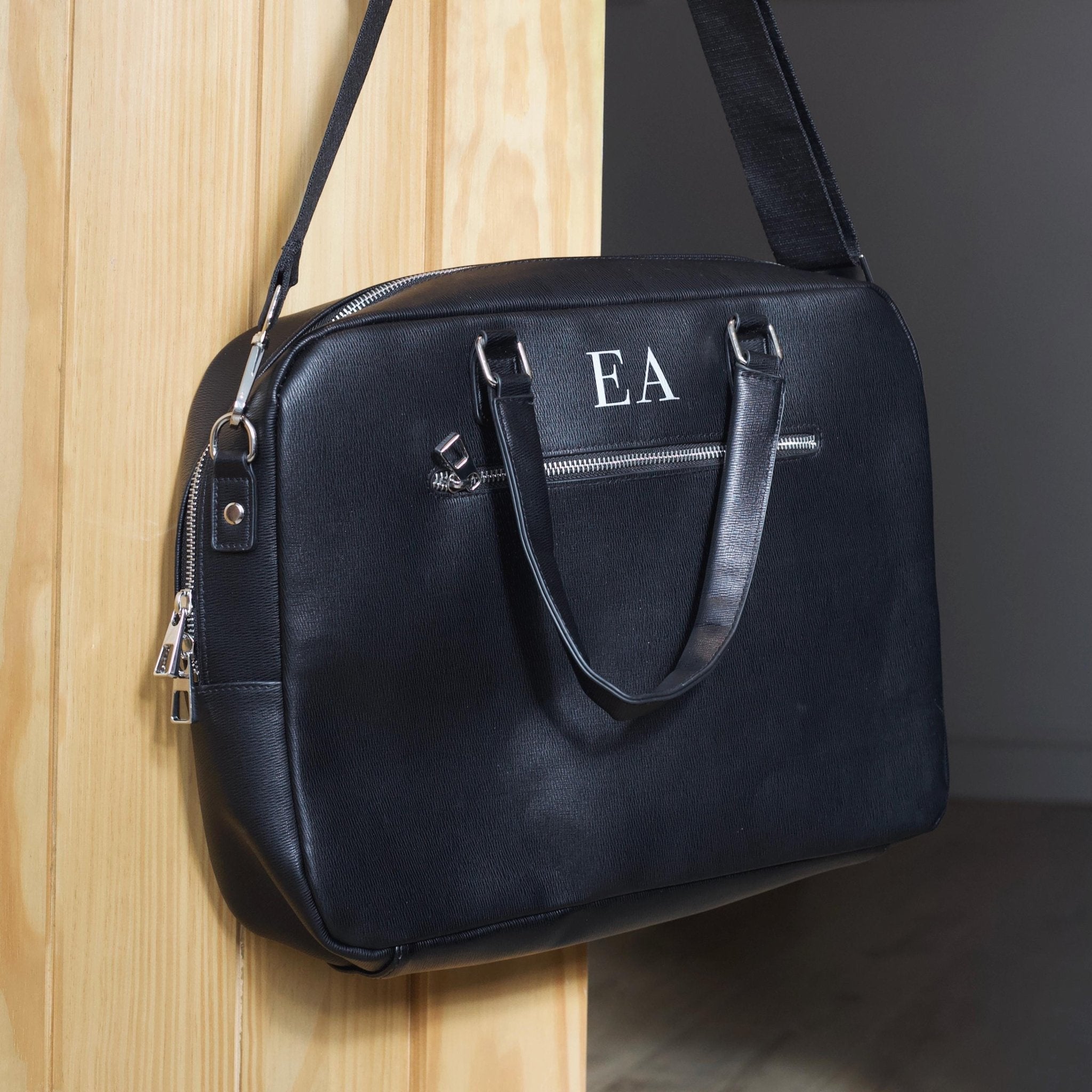 Personalised laptop bag, briefcase bag, laptop bag portfolio, leather look bag, bag for work, satchel briefcase, messenger bag with strap - Jessica Hollie Gifts