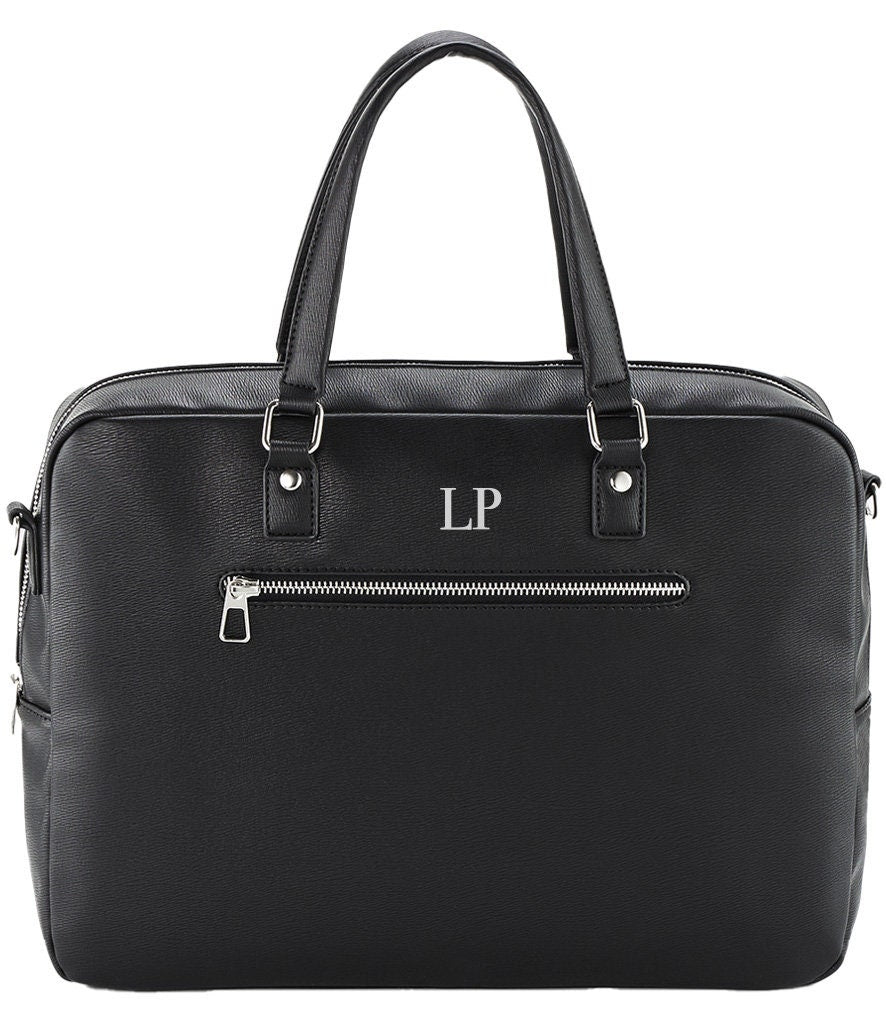 Personalised laptop bag, briefcase bag, laptop bag portfolio, leather look bag, bag for work, satchel briefcase, messenger bag with strap - Jessica Hollie Gifts