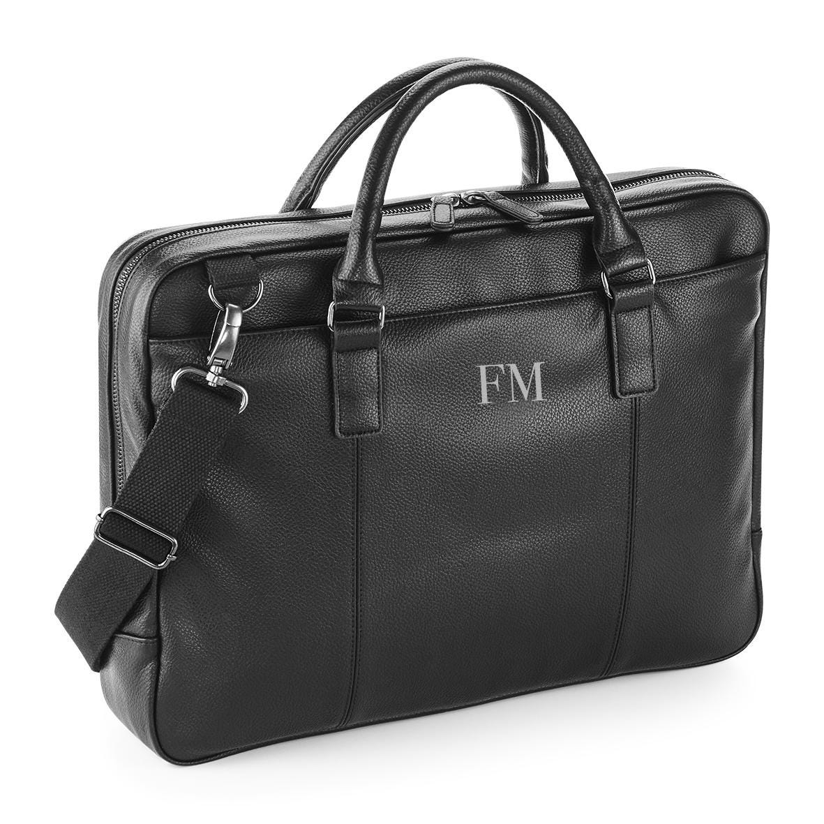 Personalised laptop bag, briefcase bag, laptop bag portfolio, leather look bag, bag for work, satchel briefcase, messenger bag with strap - Jessica Hollie Gifts