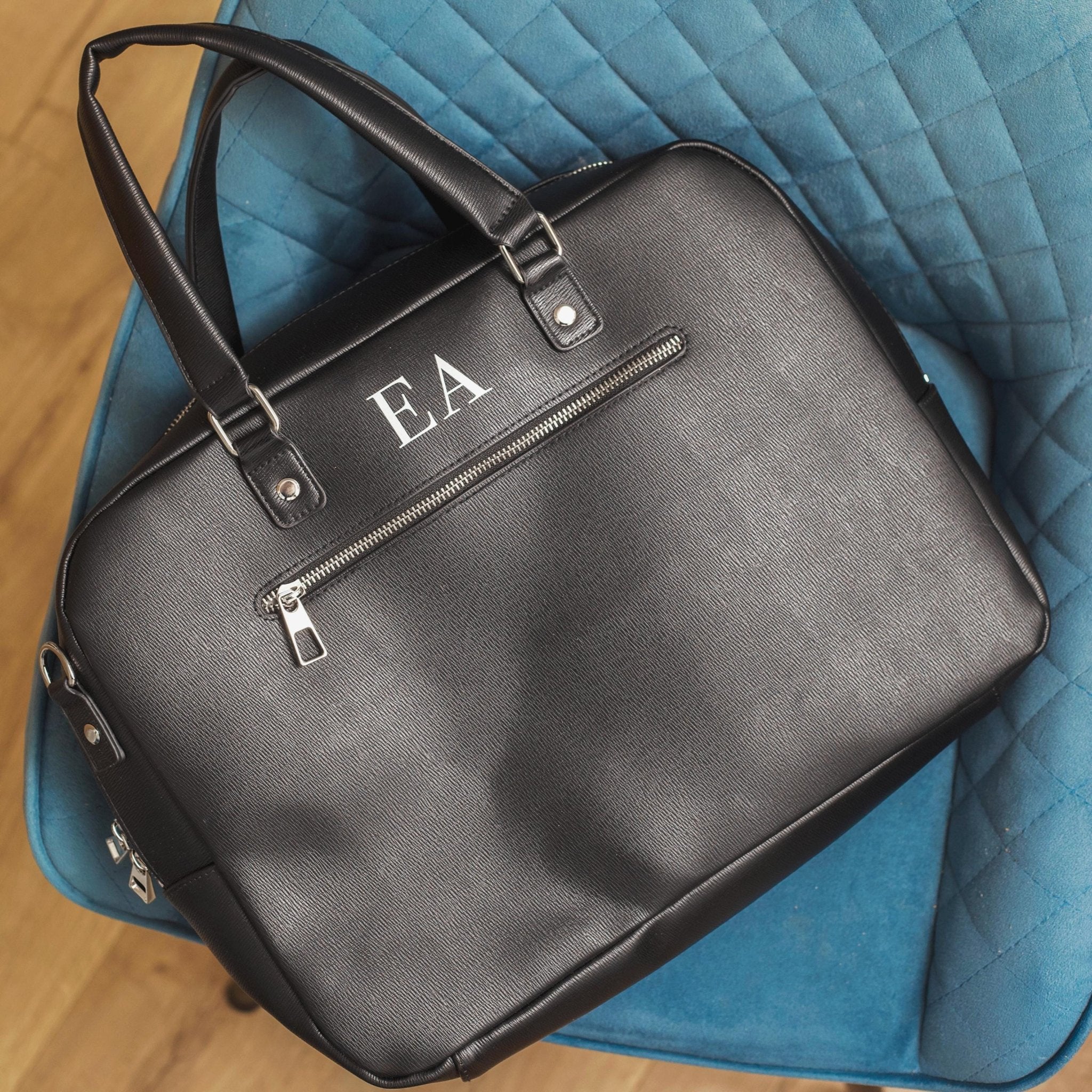 Personalised laptop bag, briefcase bag, laptop bag portfolio, leather look bag, bag for work, satchel briefcase, messenger bag with strap - Jessica Hollie Gifts