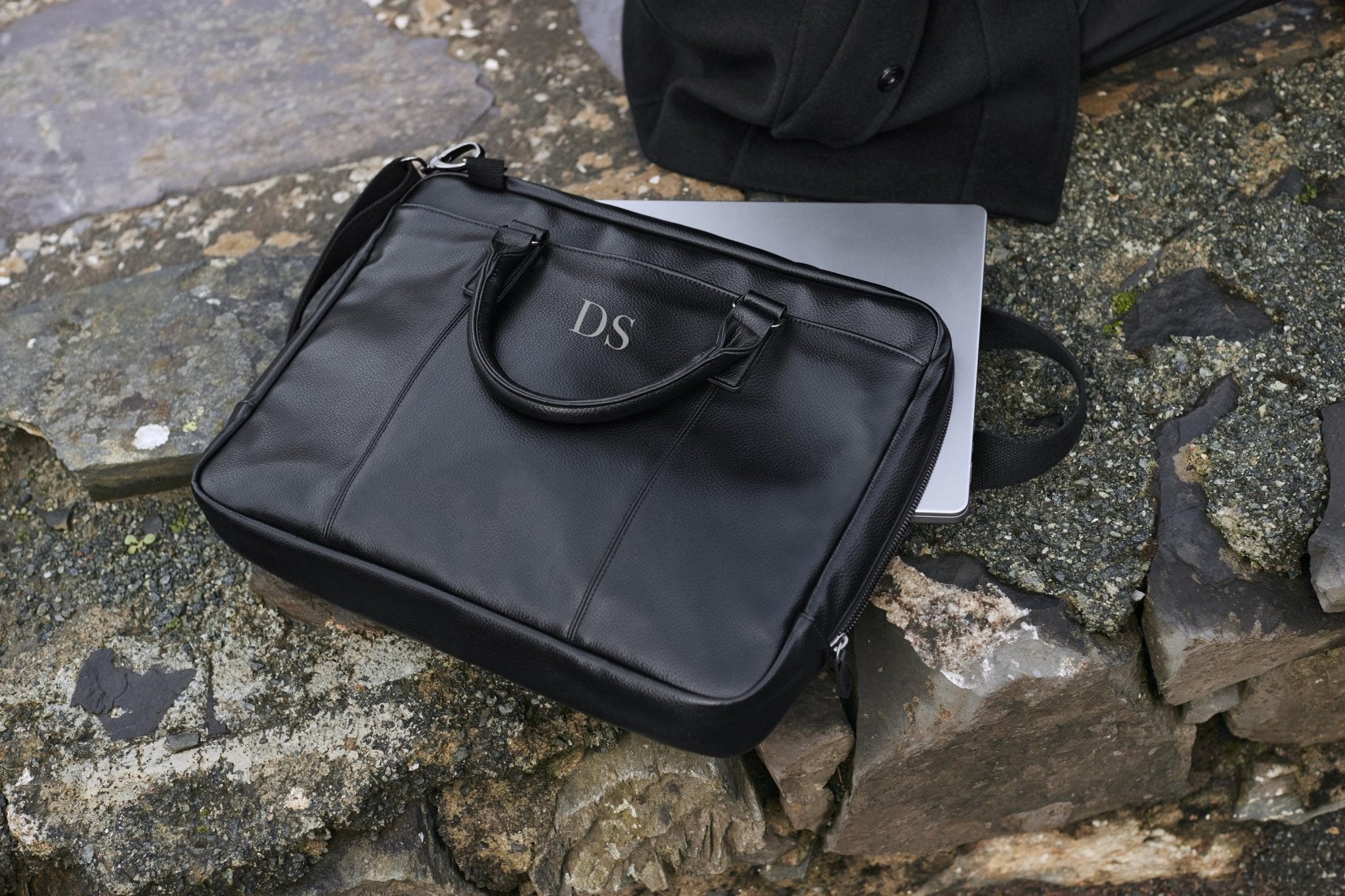 Personalised laptop bag, briefcase bag, laptop bag portfolio, leather look bag, bag for work, satchel briefcase, messenger bag with strap - Jessica Hollie Gifts