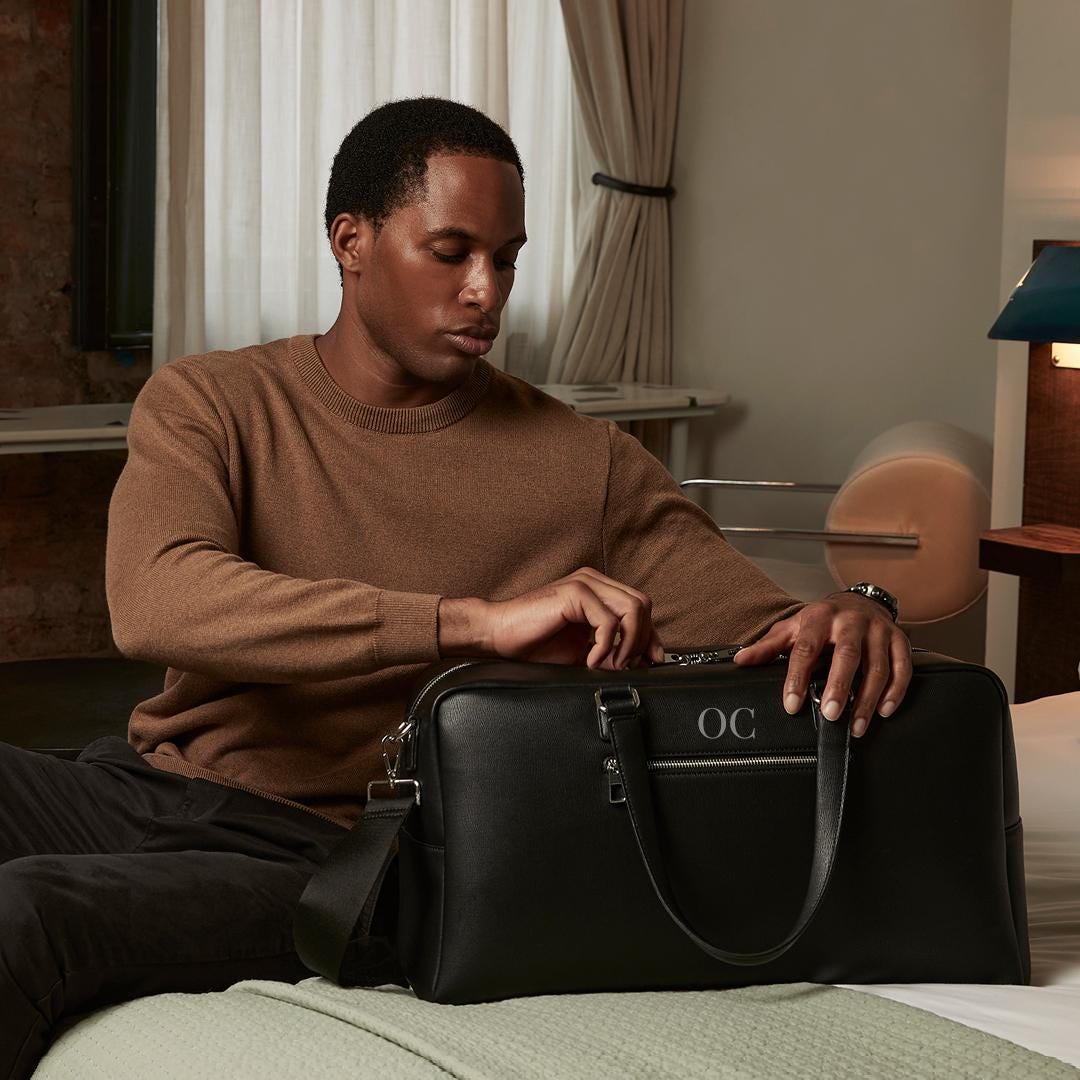 Personalised mens holdall weekend bag, Leather look bag, Faux leather Duffel bag, Best man gifts, Gifts for boyfriend, dad, groomsmen gift - Jessica Hollie Gifts