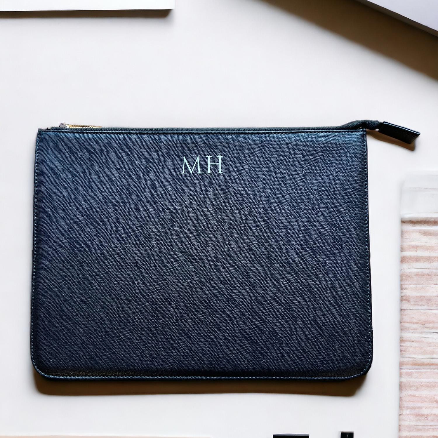 Personalised Monogram Faux Leather Document Holder, Paper Portfolio, A4 Document Organizer, Paper Document Case, A4 Paper Folder, Organiser - Jessica Hollie Gifts