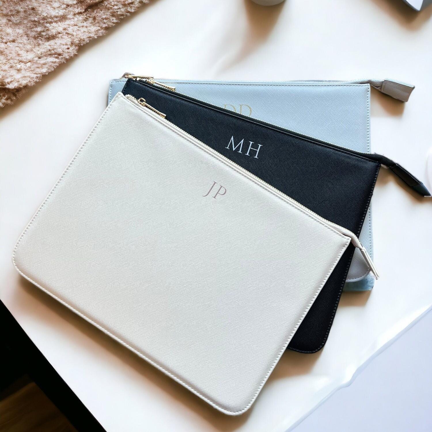 Personalised Monogram Faux Leather Document Holder, Paper Portfolio, A4 Document Organizer, Paper Document Case, A4 Paper Folder, Organiser - Jessica Hollie Gifts