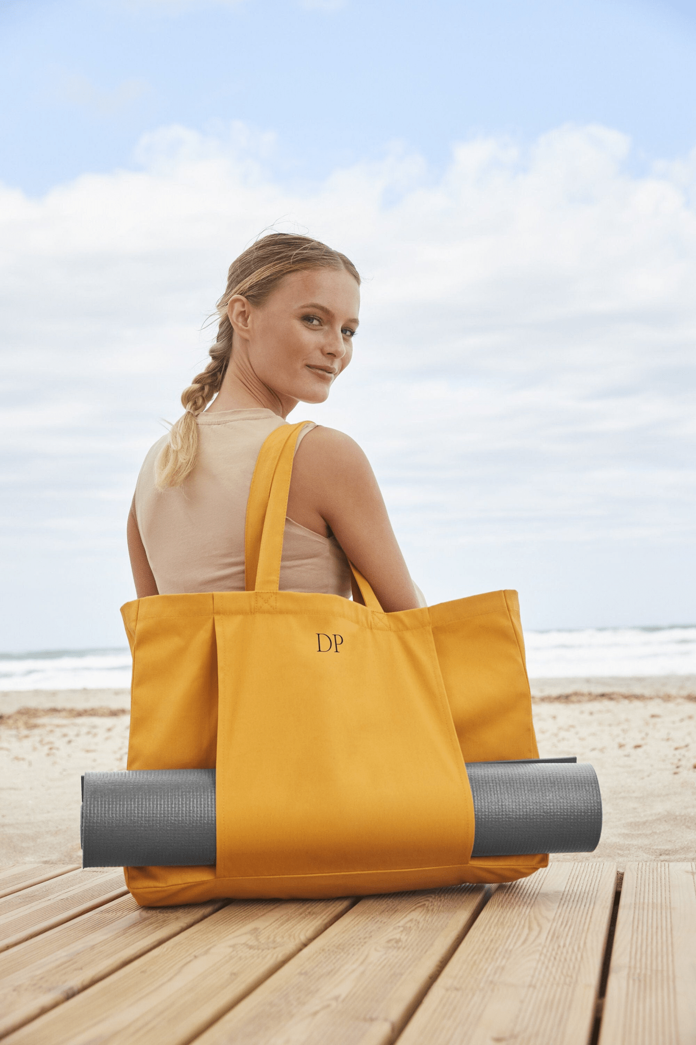 Personalised Monogram Yoga Bag, Tote Bag for Yoga, Custom Yoga Bag, Pilates Bag, Organic tote Bag, Yoga Mat holder bag, Yoga Bag with Holder - Jessica Hollie GiftsBag